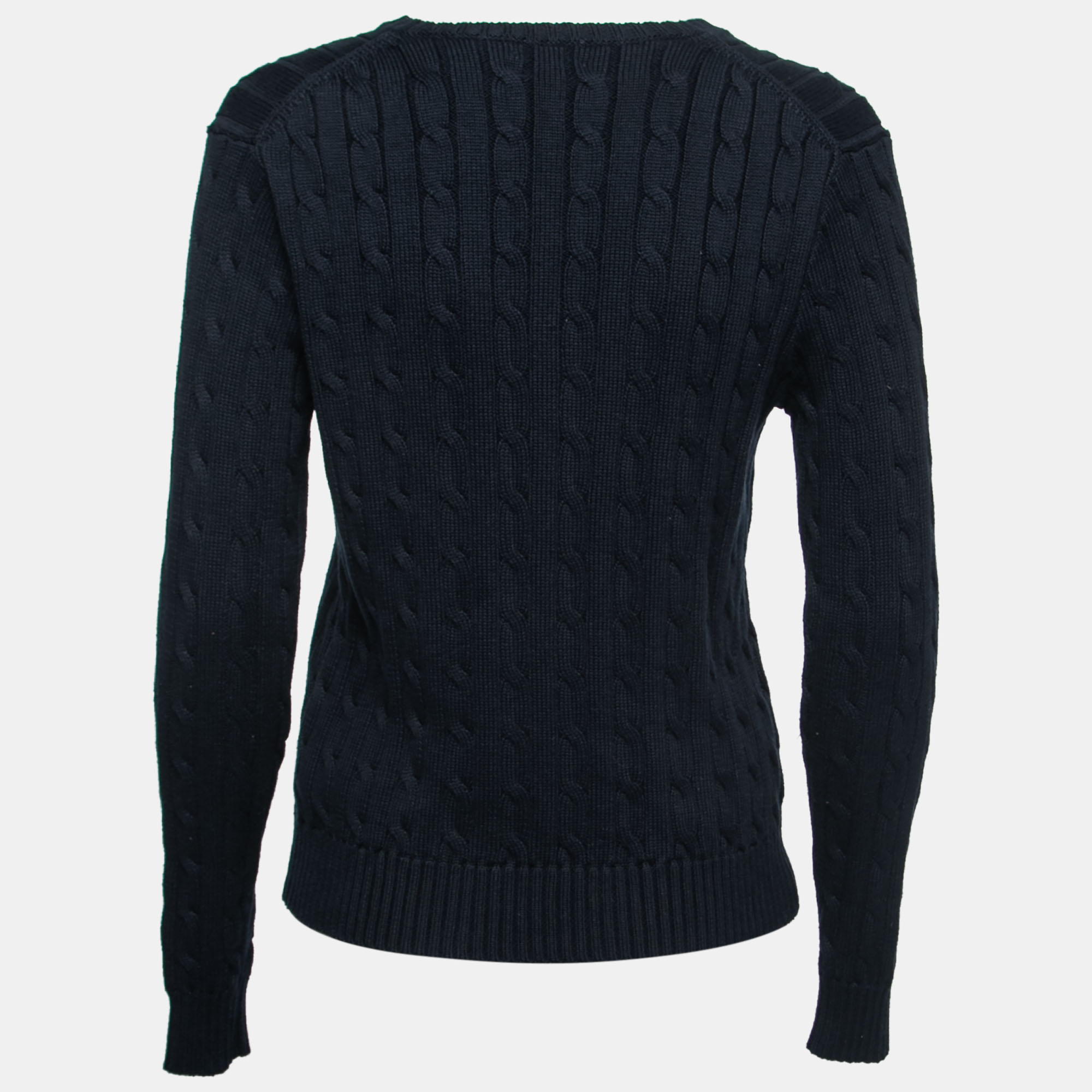 

Polo Ralph Lauren Navy Blue Cable Knit V-Neck Sweater