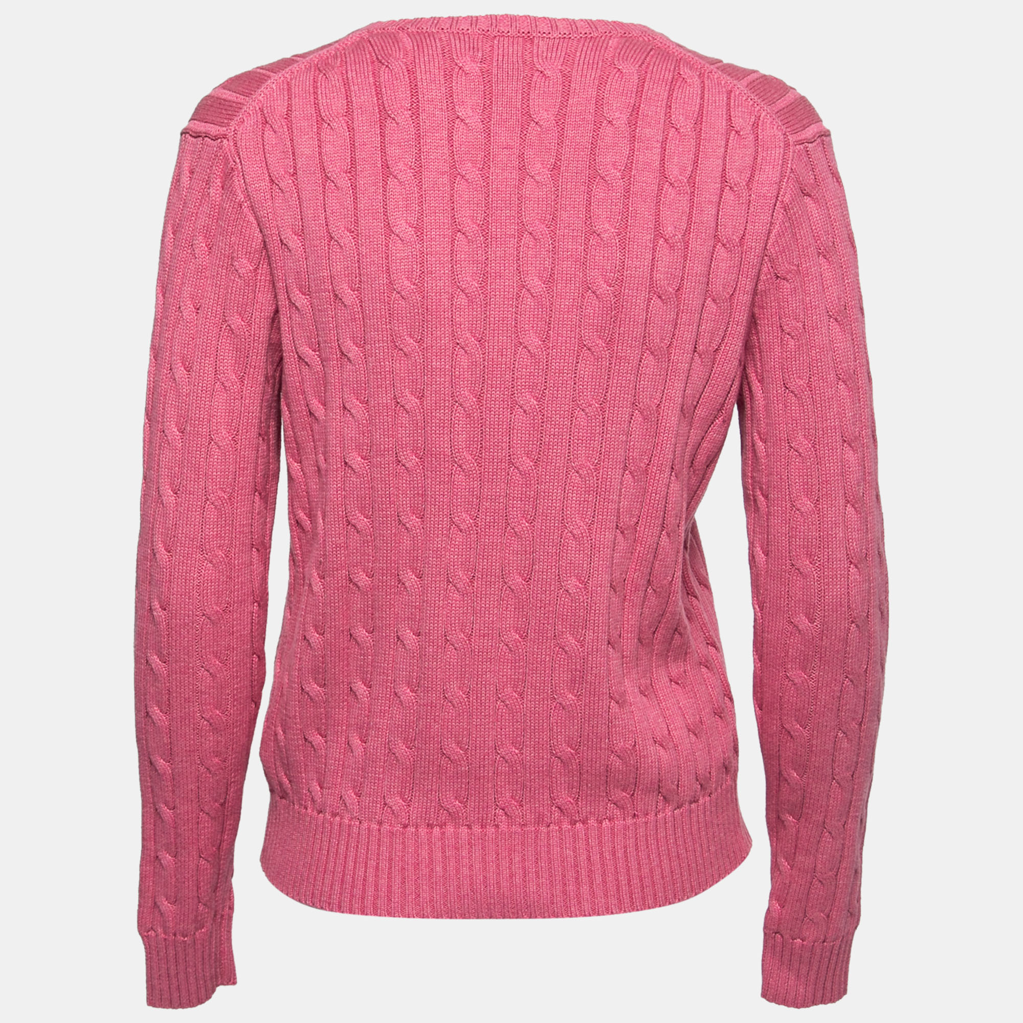 

Polo Ralph Lauren Pink Cable Knit V-Neck Sweater