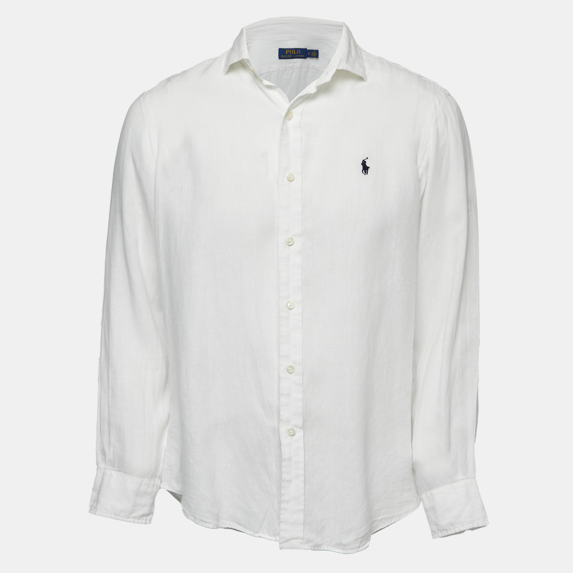Pre-owned Polo Ralph Lauren White Linen Button Front Shirt M