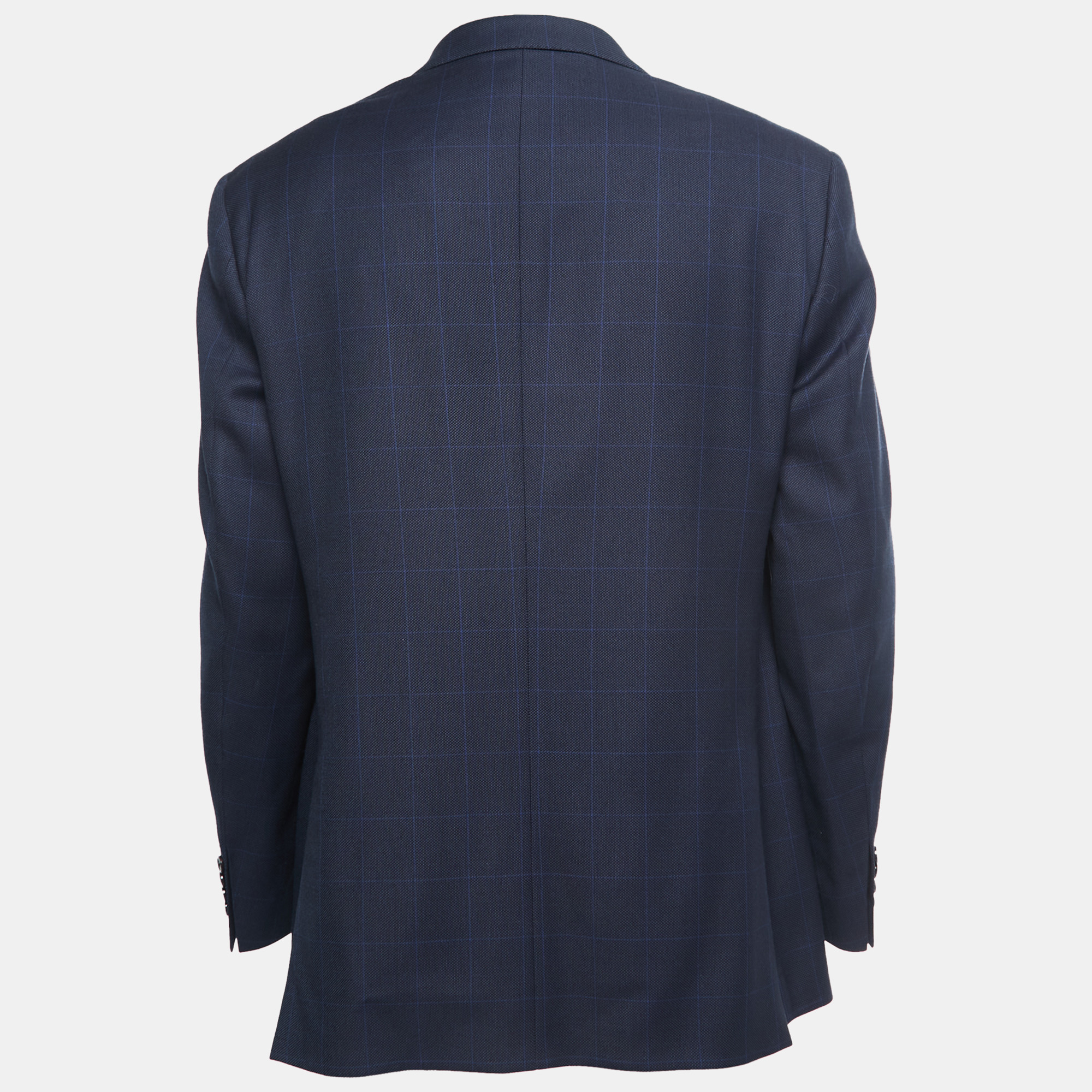 

Polo Ralph Lauren Navy Blue Checked Wool Custom Fit Jacket