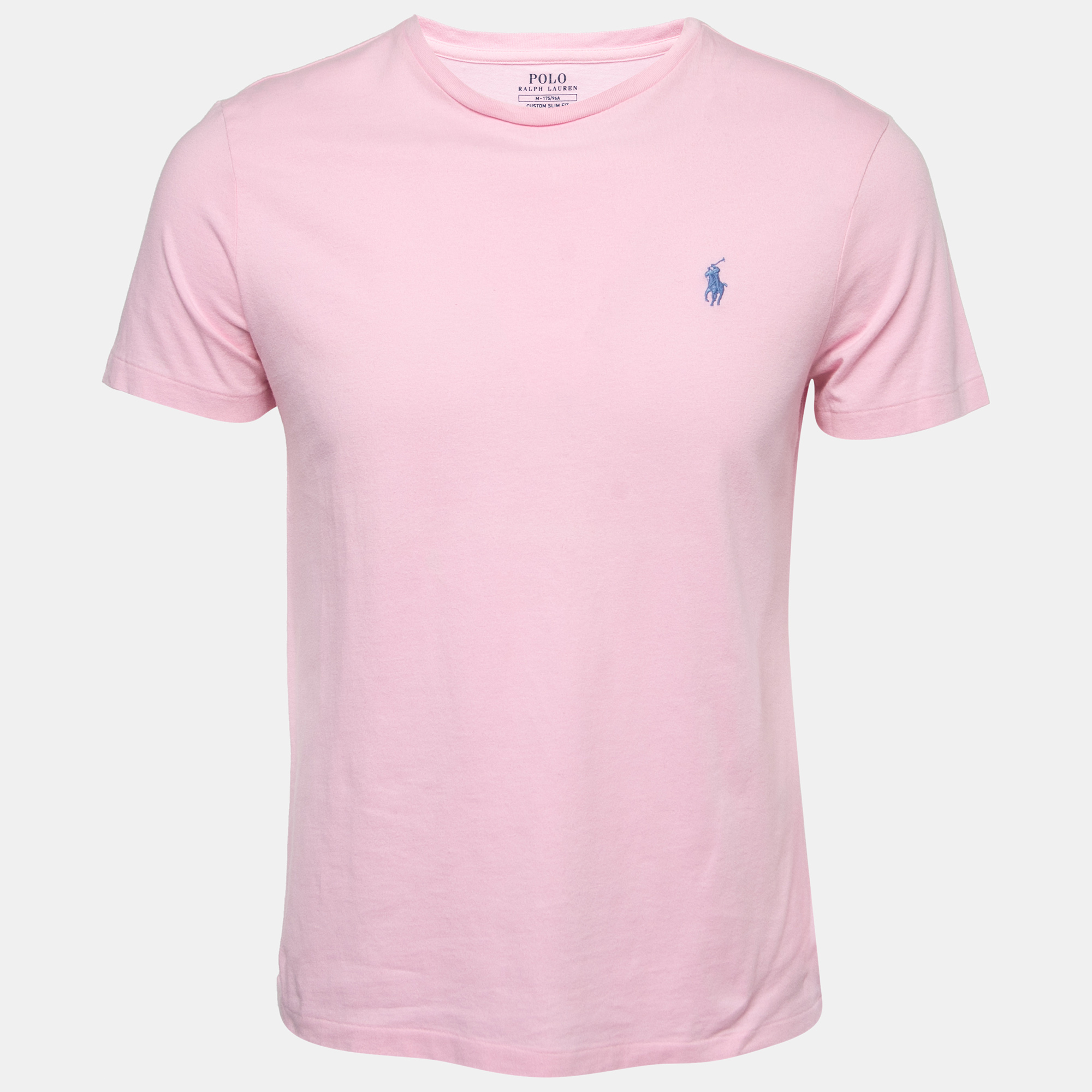 Pre-owned Polo Ralph Lauren Light Pink Cotton Custom Slim Fit Half Sleeve T-shirt M