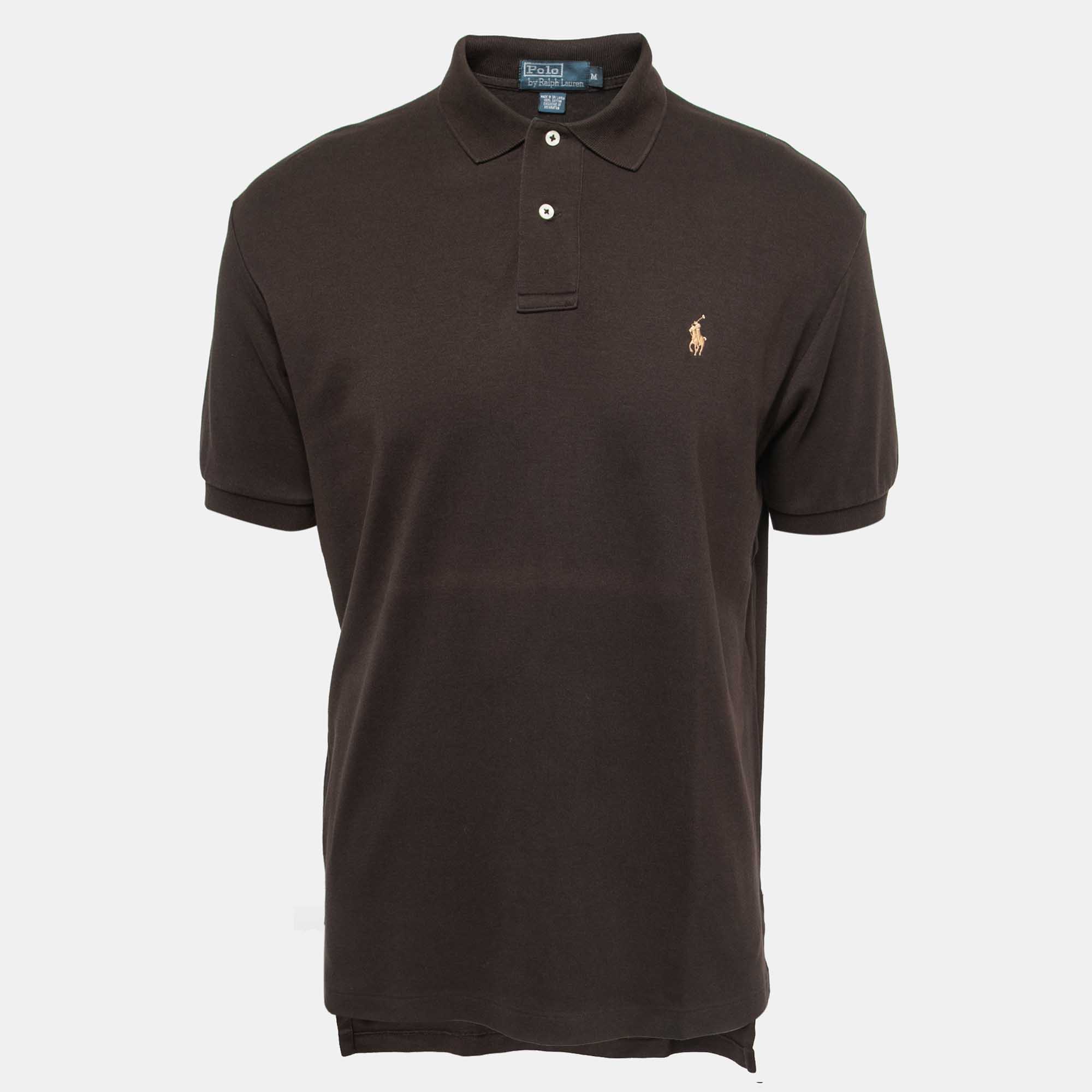 Pre-owned Polo Ralph Lauren Brown Cotton Polo T-shirt M
