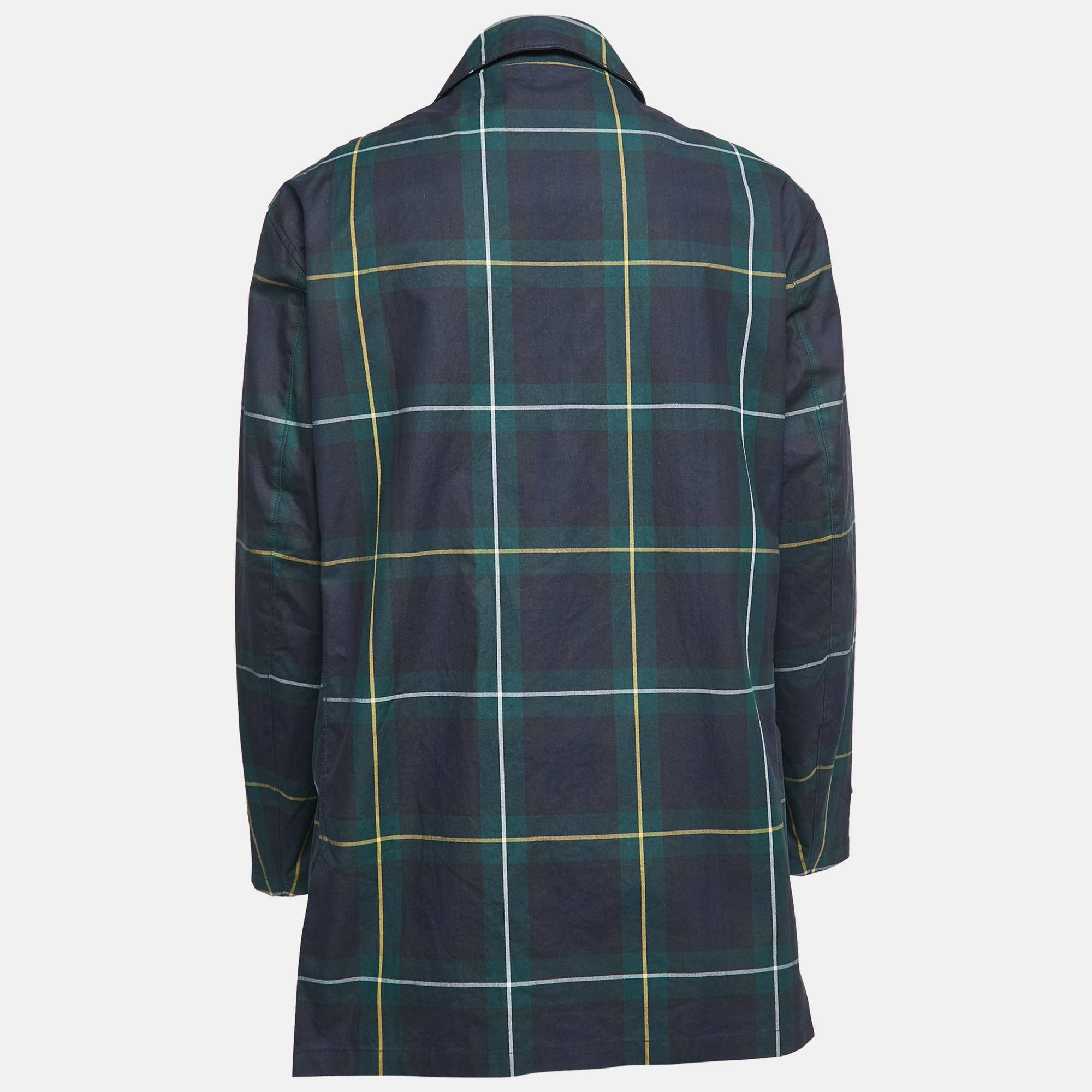 

Polo Ralph Lauren Navy Blue/Green Plaid Cotton Beaufort Walking Coat