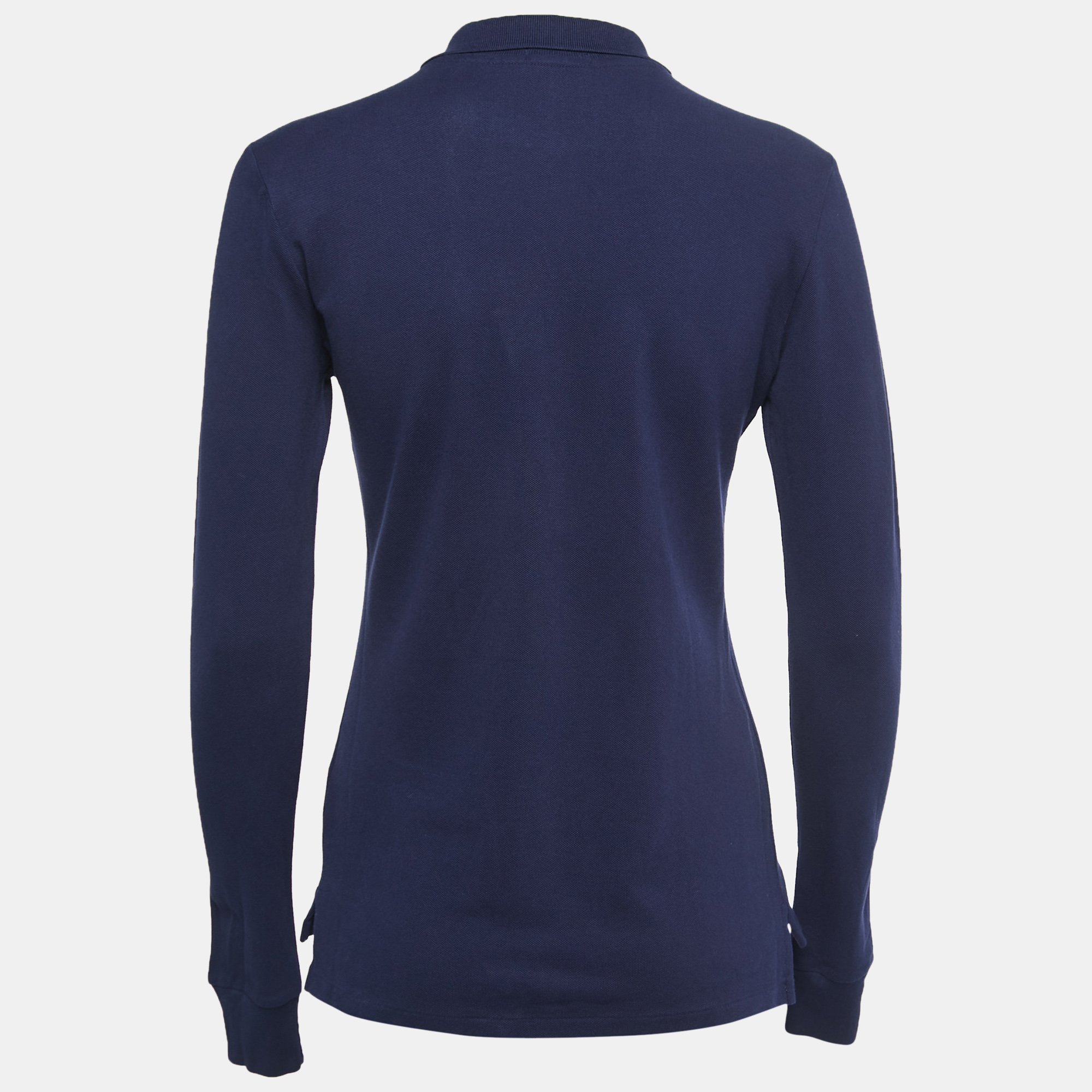 

Polo Ralph Lauren Navy Blue Logo Embroidered Cotton Pique Full Sleeve Polo T-Shirt