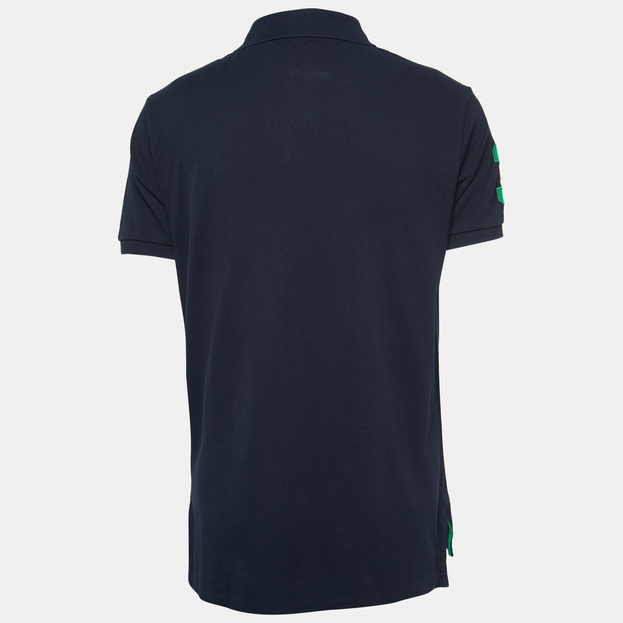

Polo Ralph Lauren Navy Blue Logo Embroidered Cotton Pique Custom Fit Polo T-Shirt