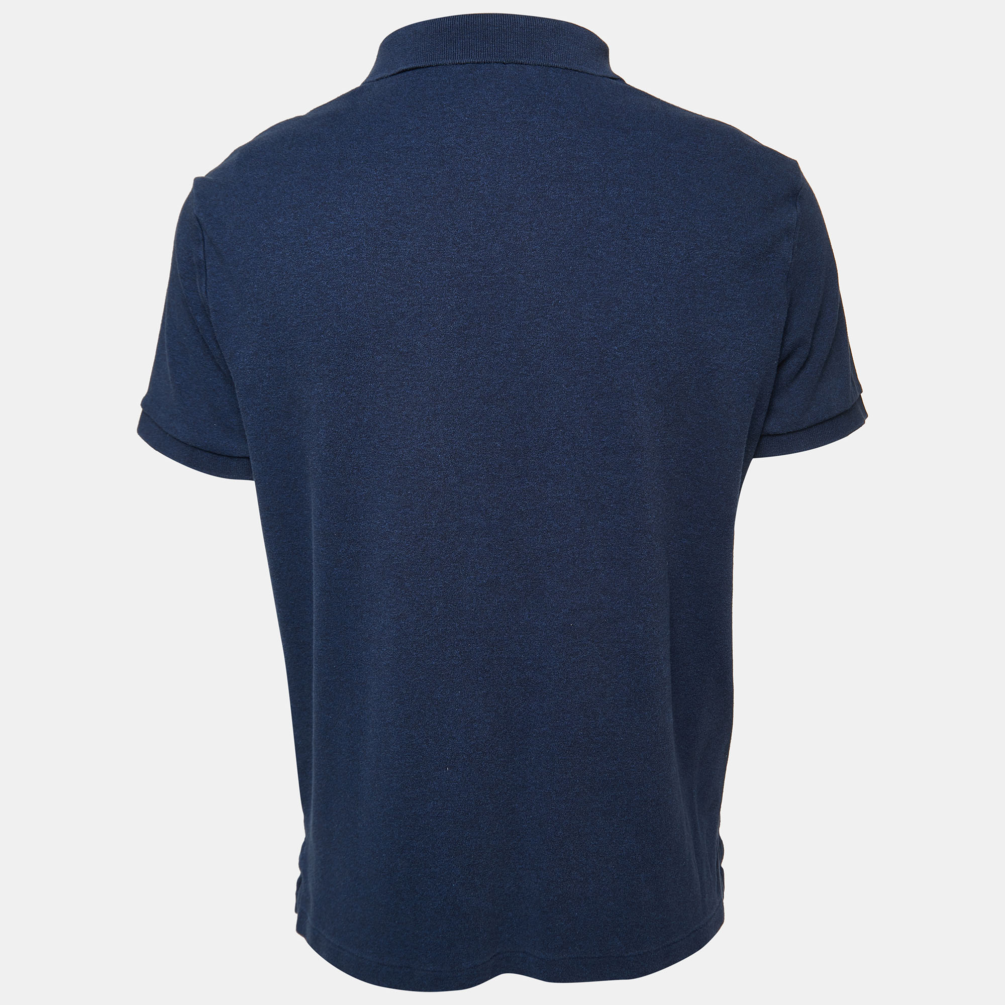 

Polo Ralph Lauren Navy Blue Cotton Polo Custom Slim Fit T-Shirt
