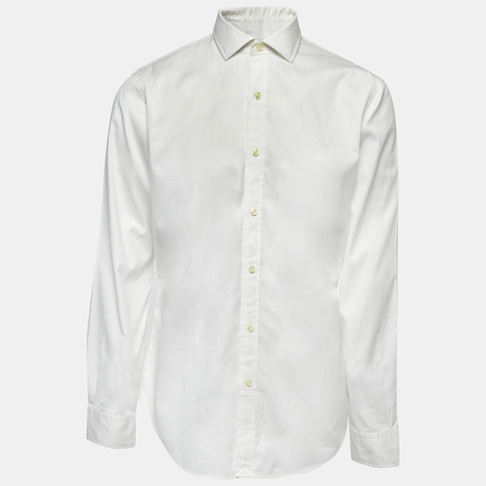Pre-owned Polo Ralph Lauren White Cotton Button Front Shirt L