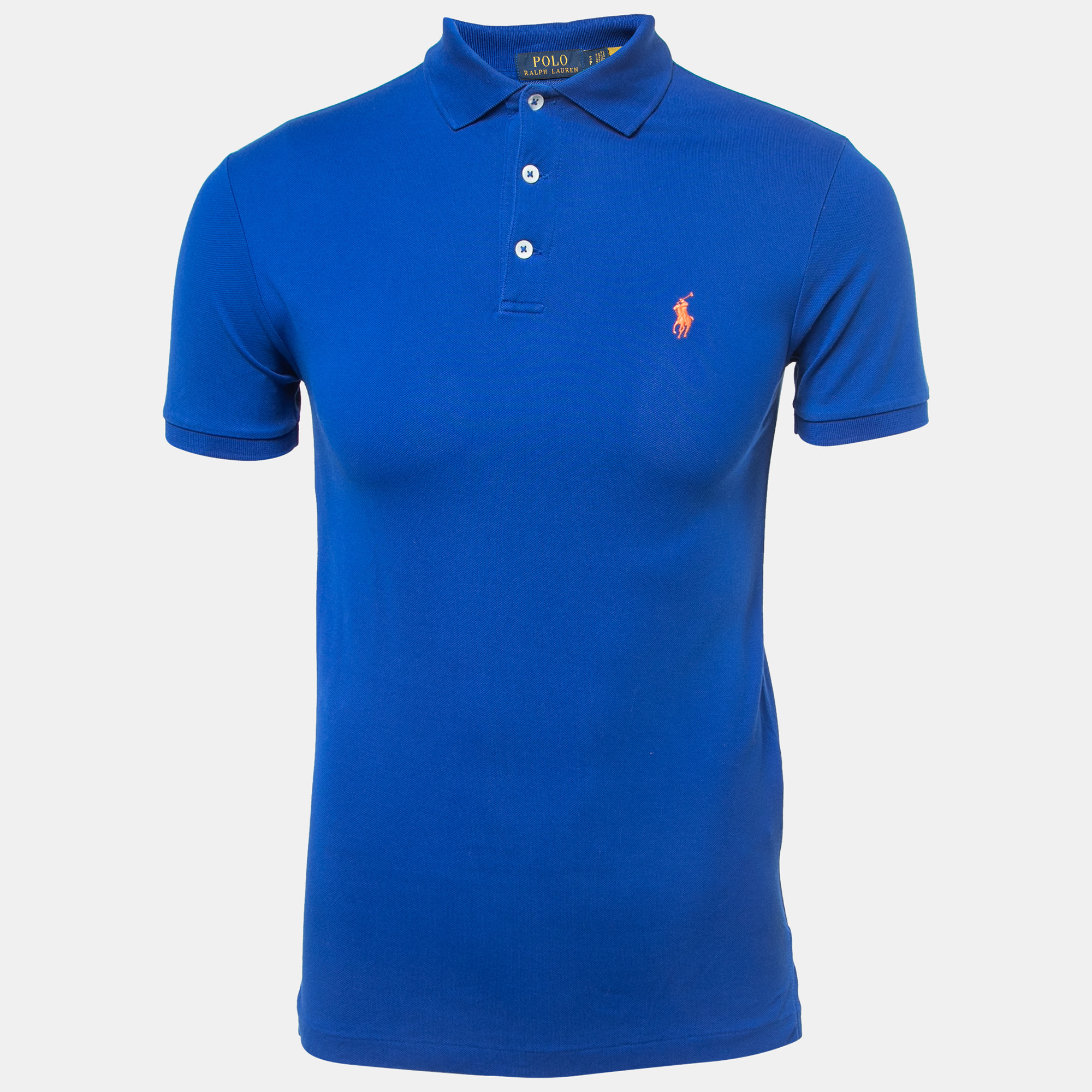 Pre-owned Polo Ralph Lauren Blue Cotton Stretch Mesh Slim Fit Polo T-shirt S