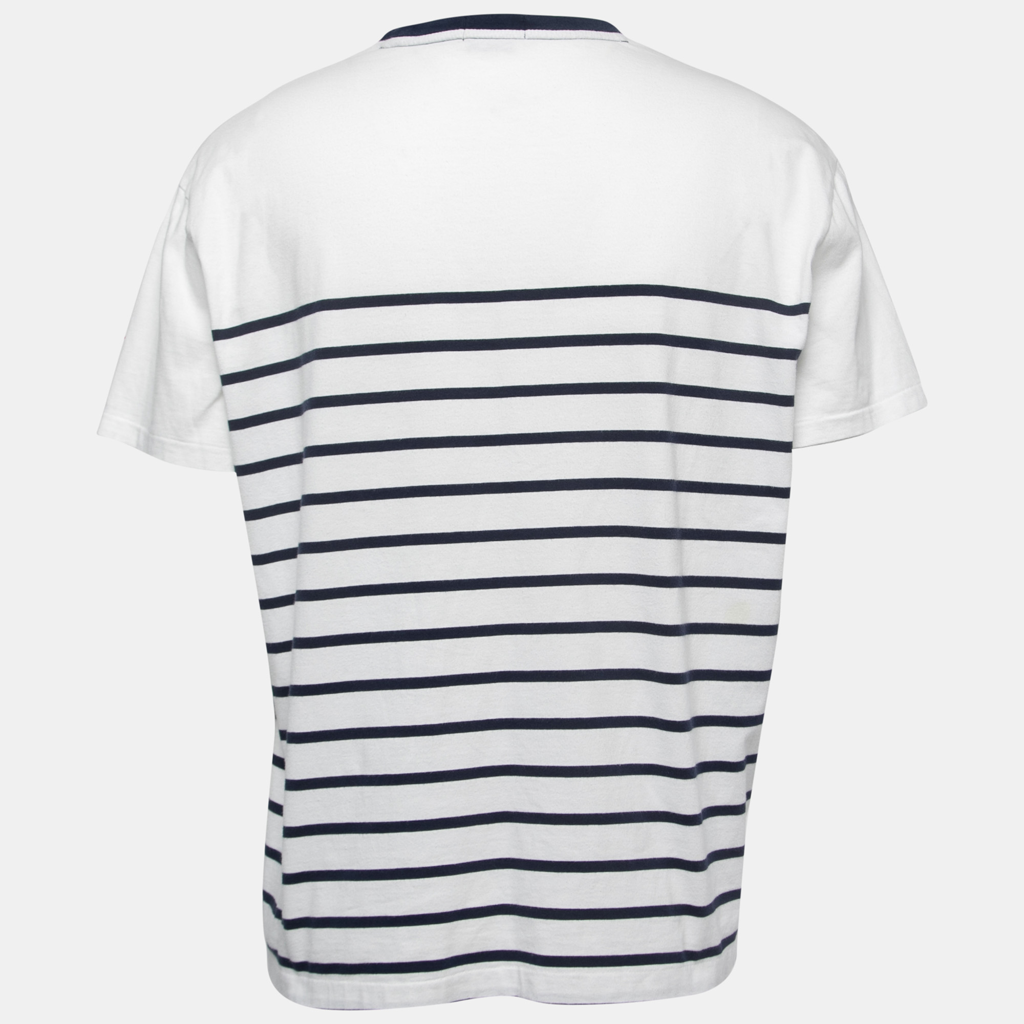 

Polo Ralph Lauren White Striped Cotton Crew Neck Half Sleeve Classic Fit T-Shirt