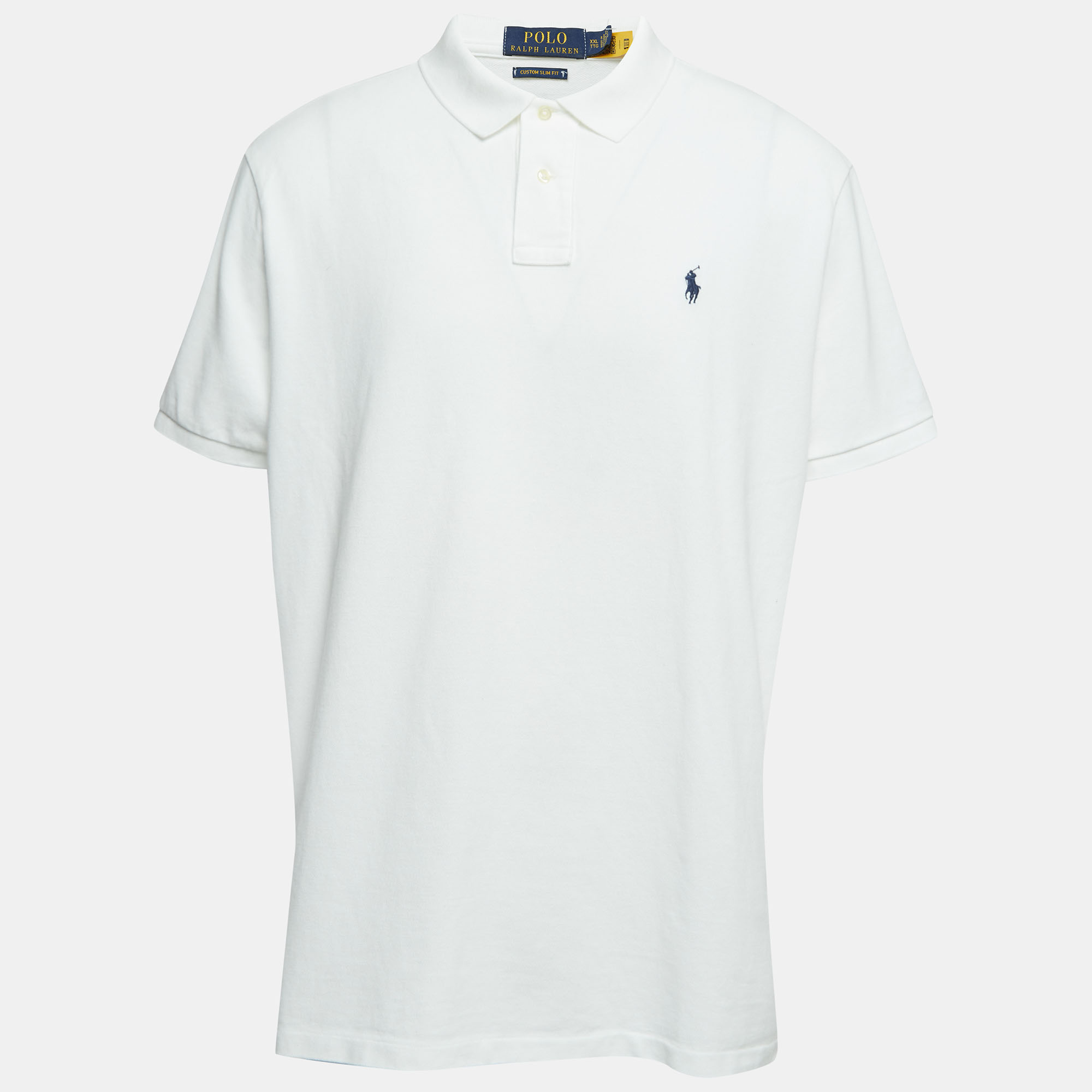 

Polo Ralph Lauren White Logo Embroidered Cotton Slim Fit Polo T-Shirt