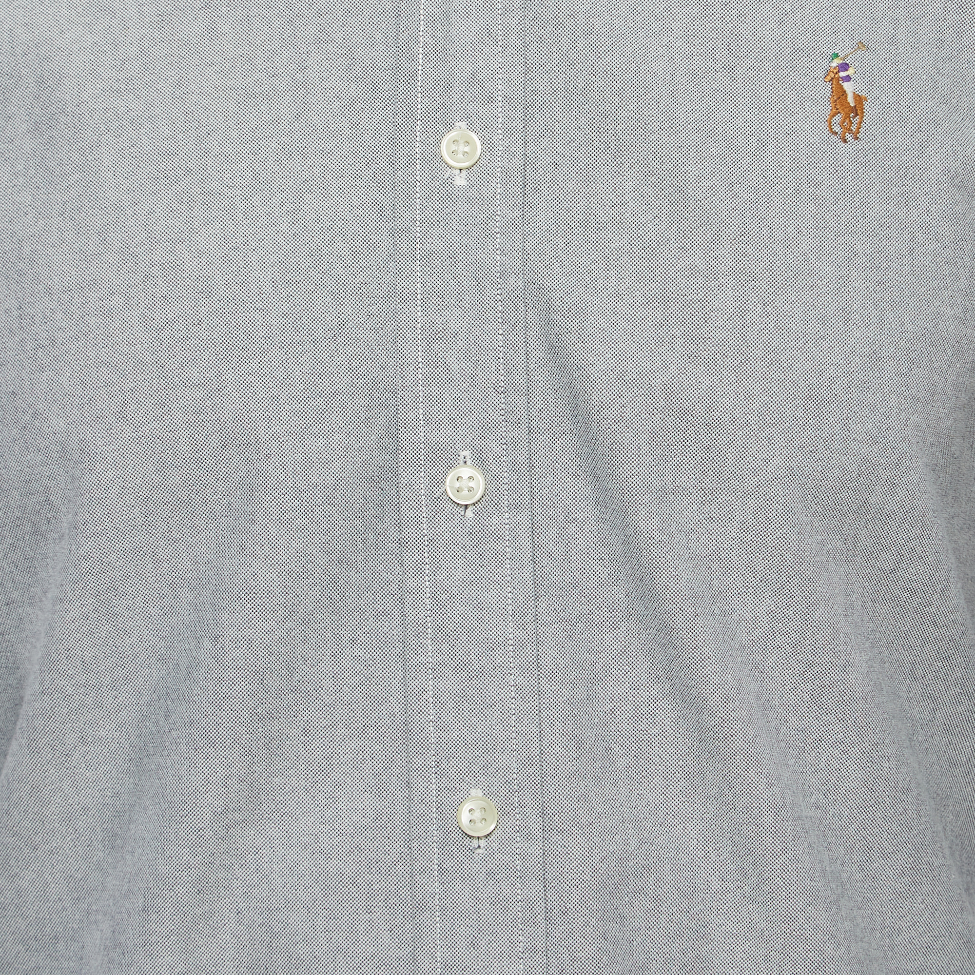 Polo Ralph Lauren Grey Cotton Button Down Full Sleeve Shirt S 