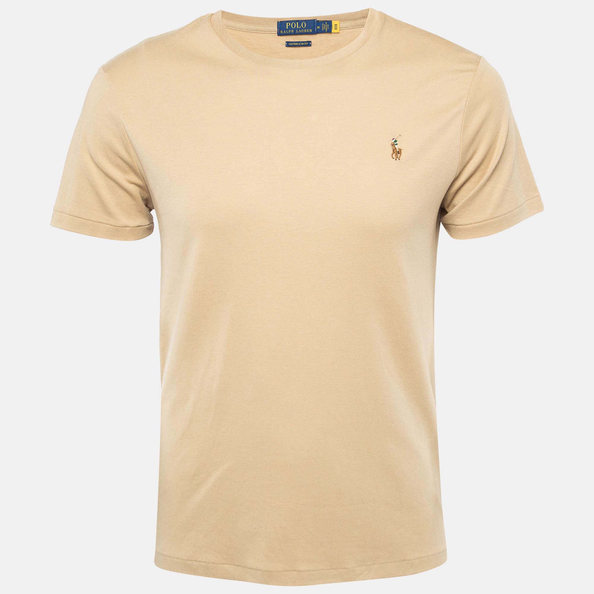 

Polo Ralph Lauren Beige Cotton Logo Embroidered Crew Neck T-Shirt M