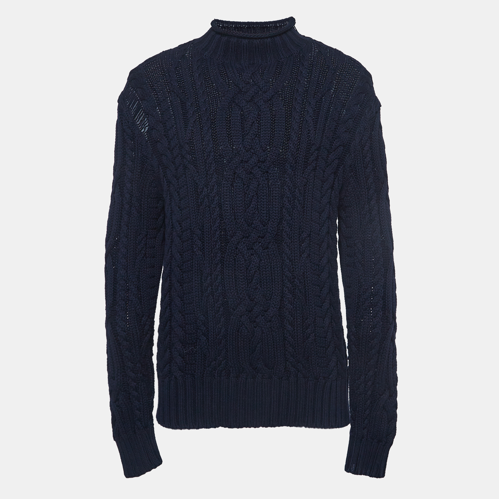 

Polo Ralph Lauren Navy Blue Cotton Knit High Neck Sweater XL