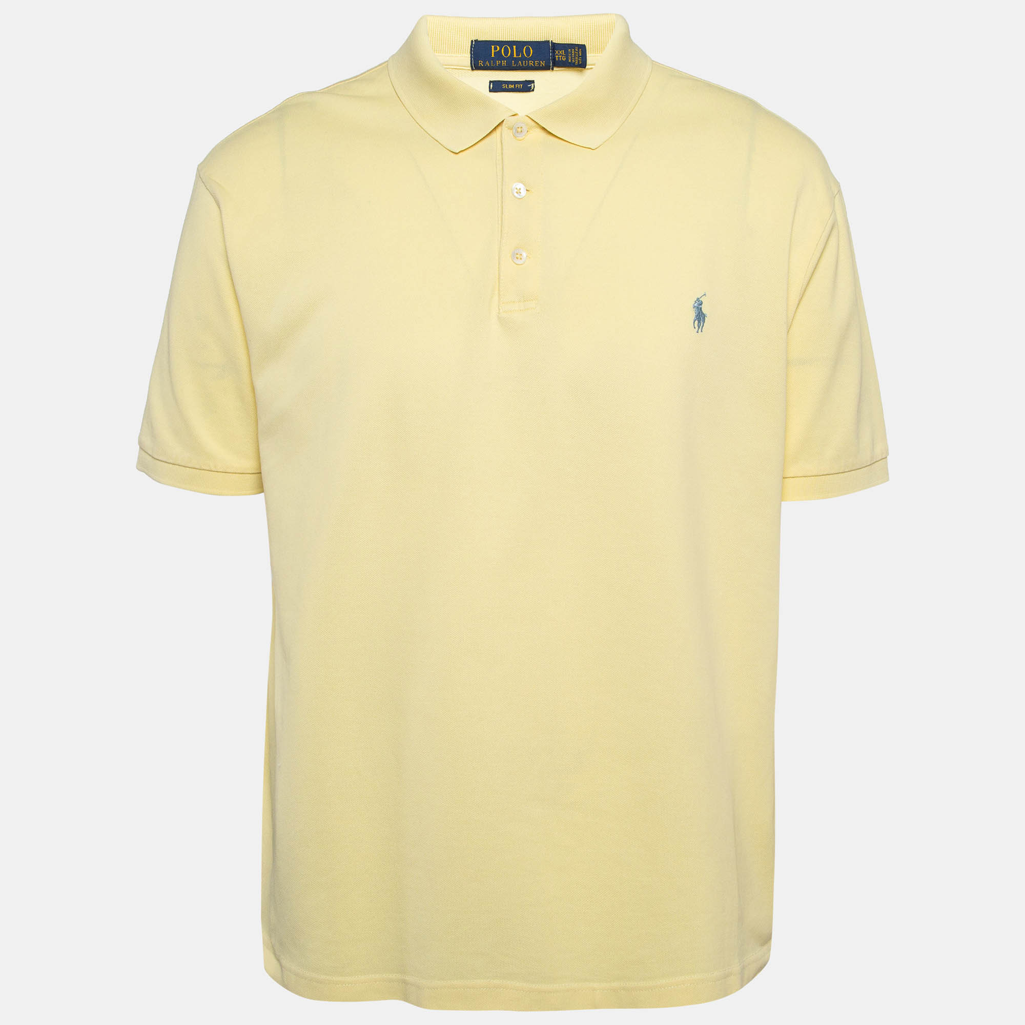 Pre-owned Polo Ralph Lauren Yellow Pique Knit Polo T-shirt Xxl