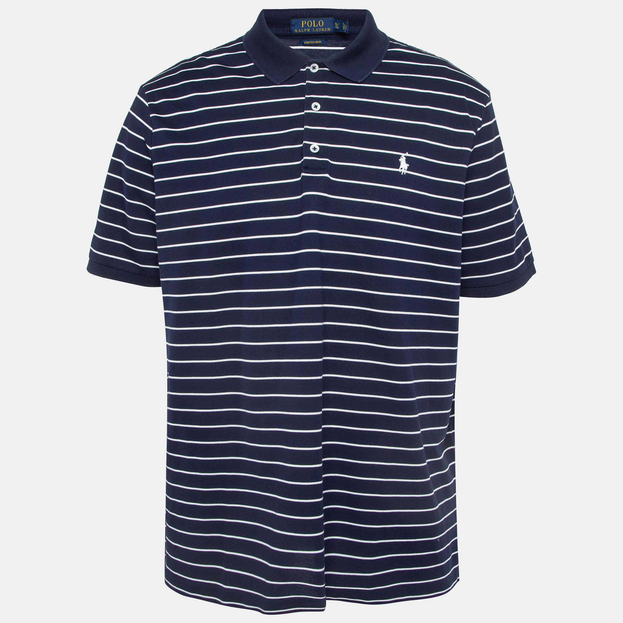 

Polo Ralph Lauren Navy Blue Striped Stretch Knit Polo T-Shirt XL