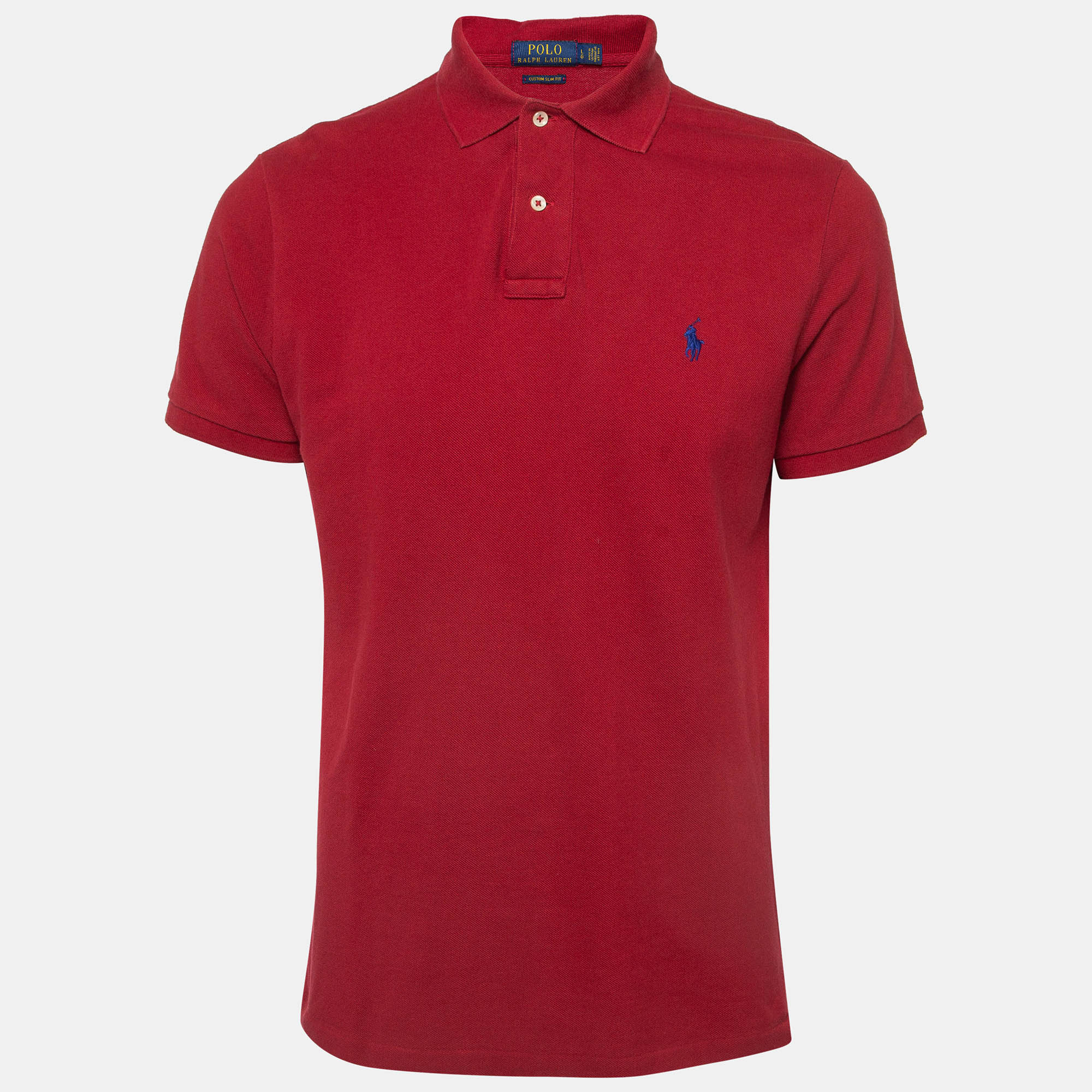 Pre-owned Polo Ralph Lauren Red Cotton Pique Polo T-shirt L