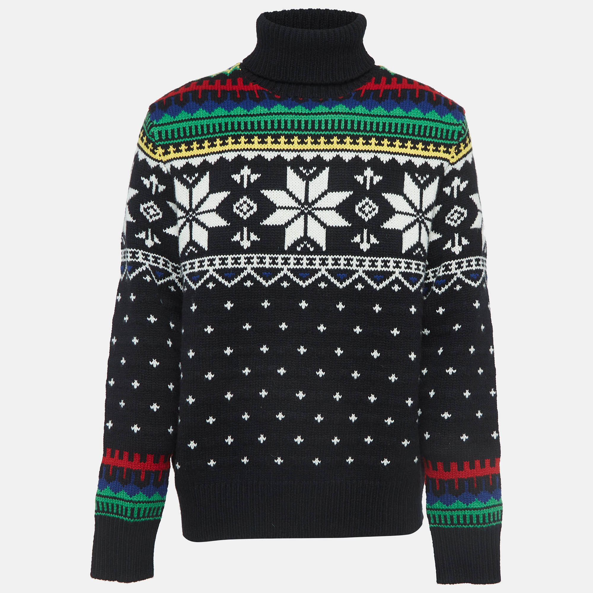 

Polo Ralph Lauren Black Nordic Pattern Knit Sweater L