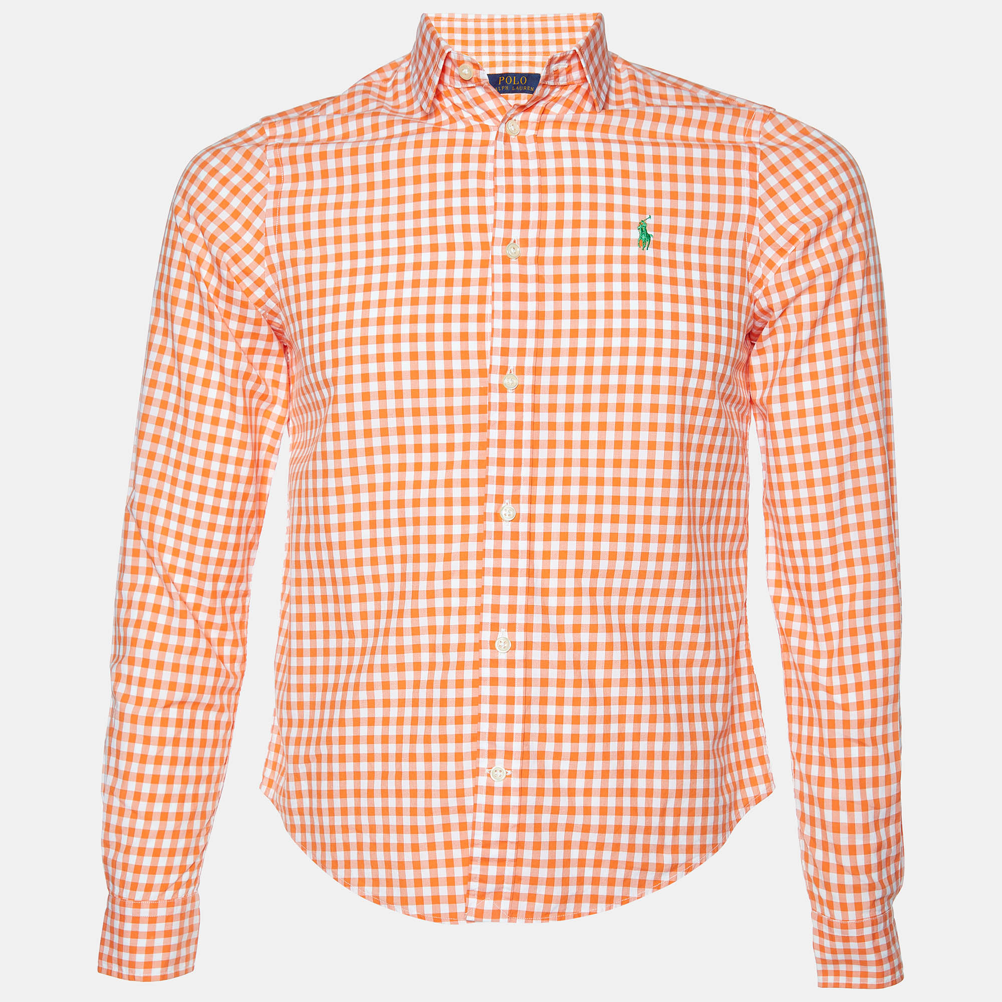 

Polo Ralph Lauren Orange Gingham Check Cotton Long Sleeve Shirt S