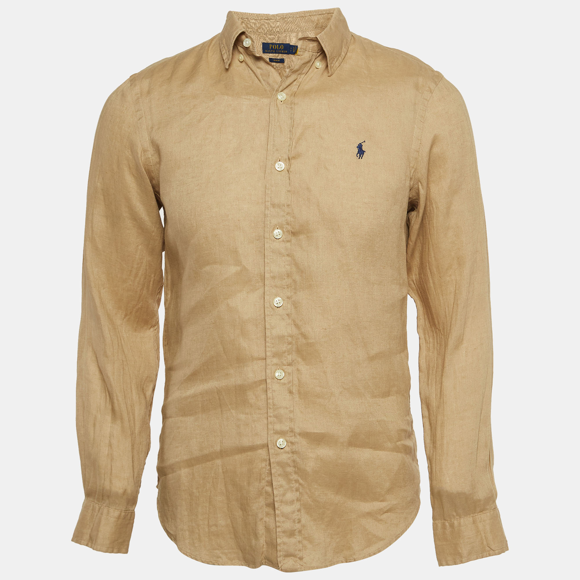 

Polo Ralph Lauren Beige Linen Slim Fit Buttoned Front Shirt S