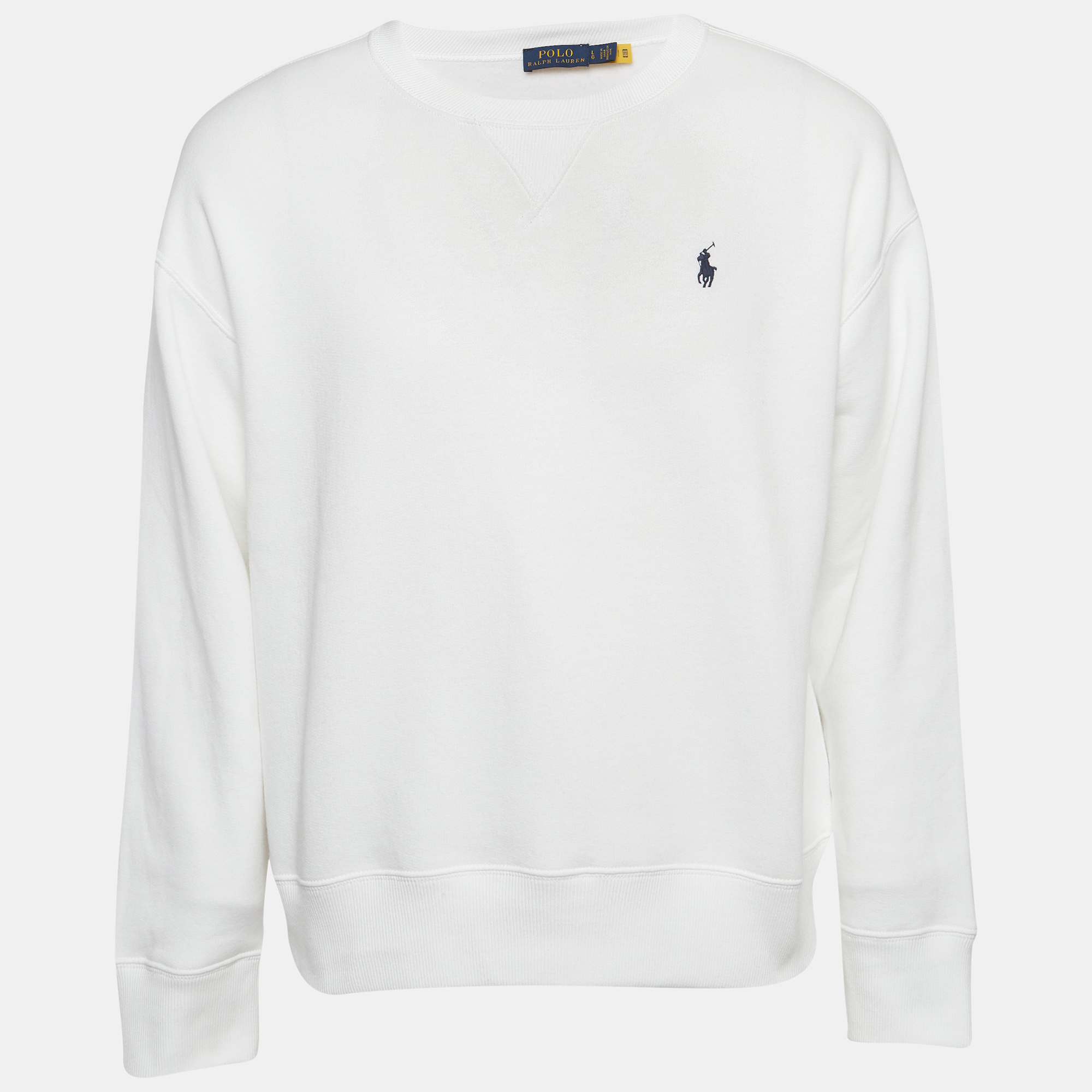 

Polo Ralph Lauren White Logo Embroidered Knit Sweatshirt L