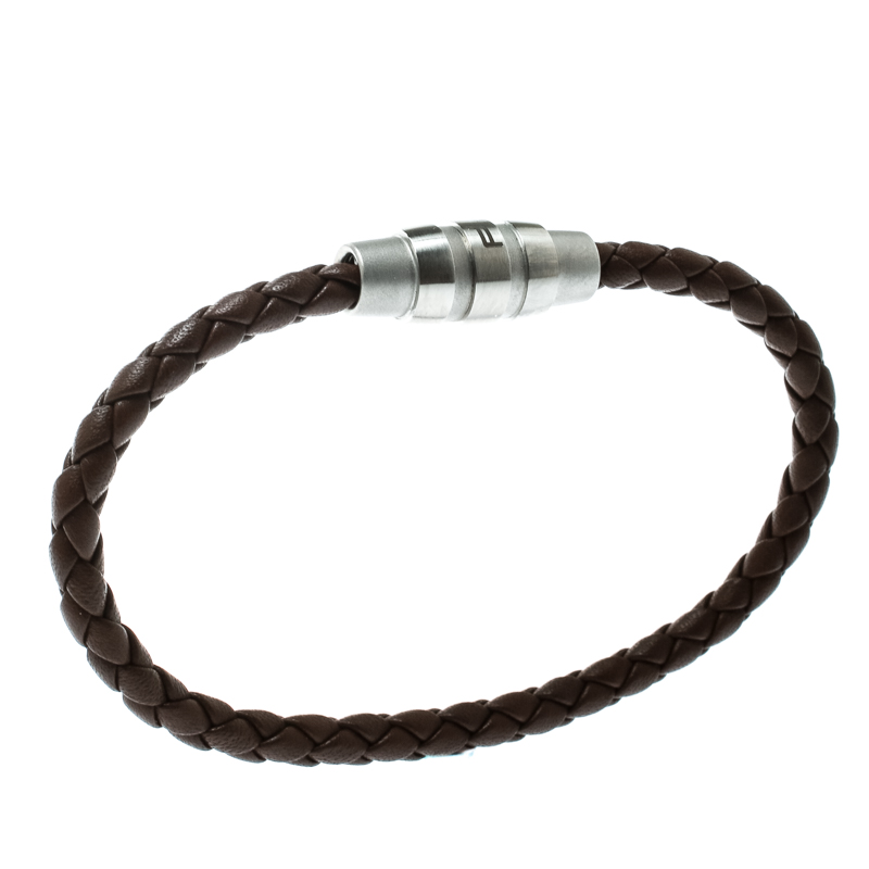 

Porsche Design Grooves Brown Braided Leather Stainless Steel Bracelet