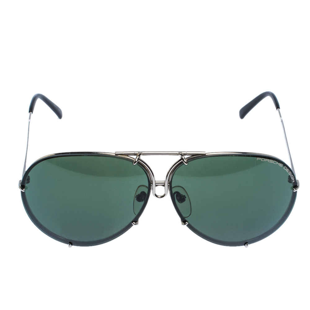 

Porsche Design Silver/Dark Green P'8487 Aviator Sunglasses