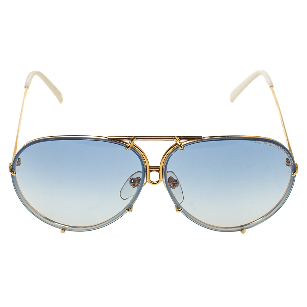 

Porsche Design Gold Tone/Blue Gradient P'8478 Aviator Sunglasses