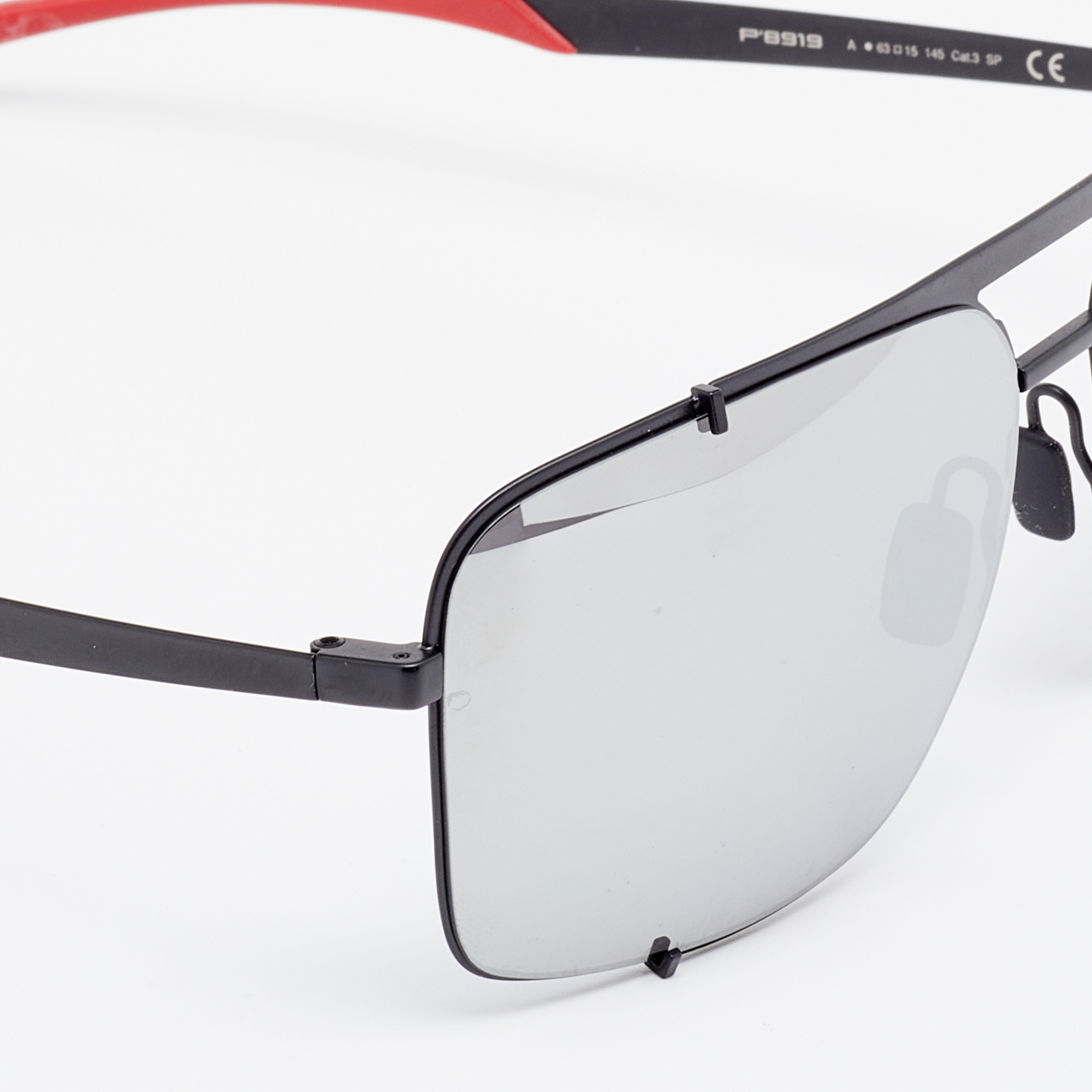 

Porsche Design Black Tone/ Grey Mirrored P'8478 Square Aviator Sunglasses