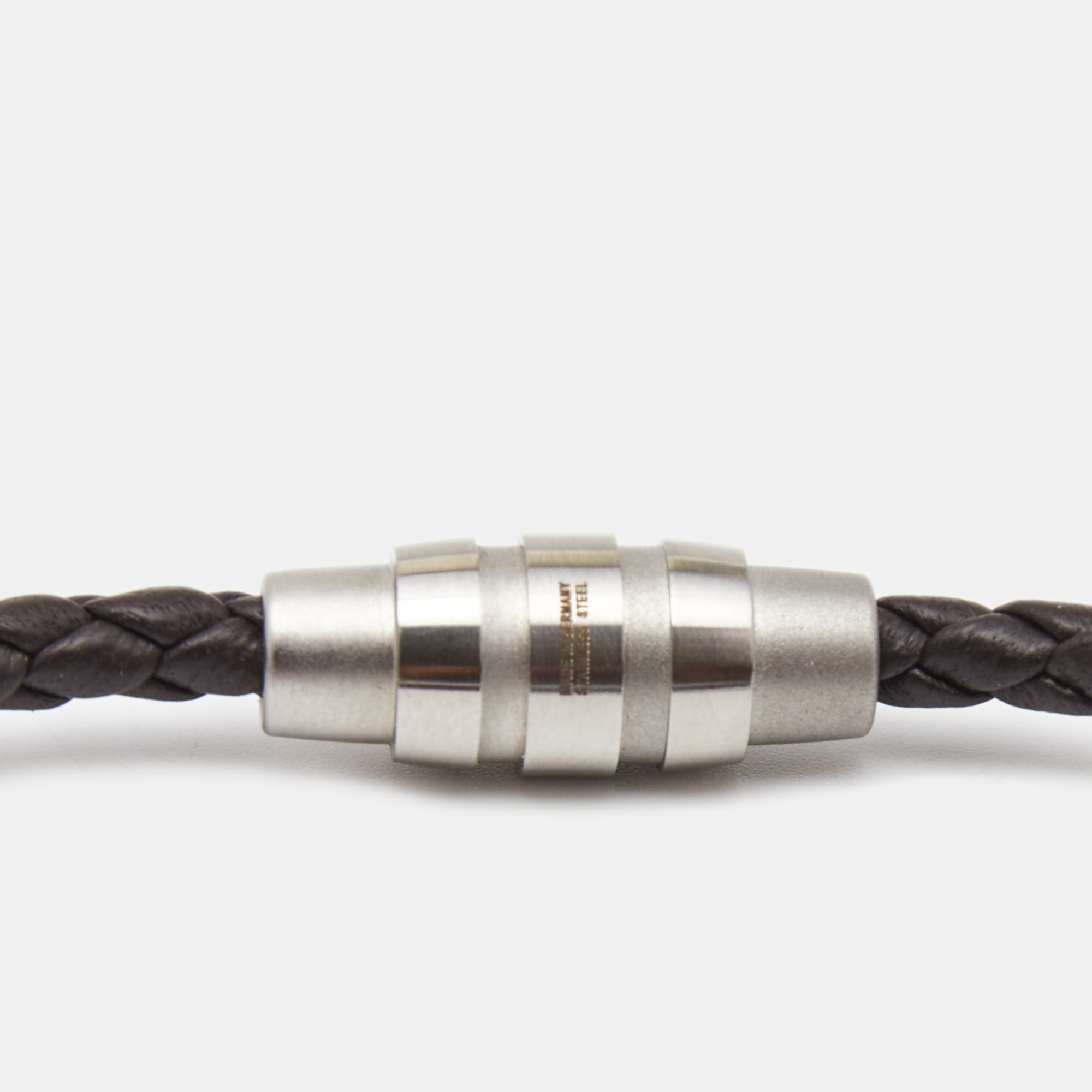 

Porsche Design Grooves Brown Braided Leather Stainless Steel Bracelet