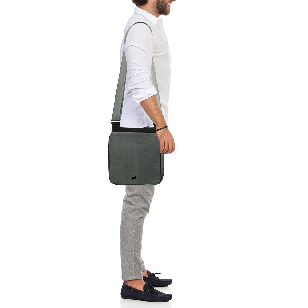 

Porche Design Dark Grey Nylon Flap Messenger Bag