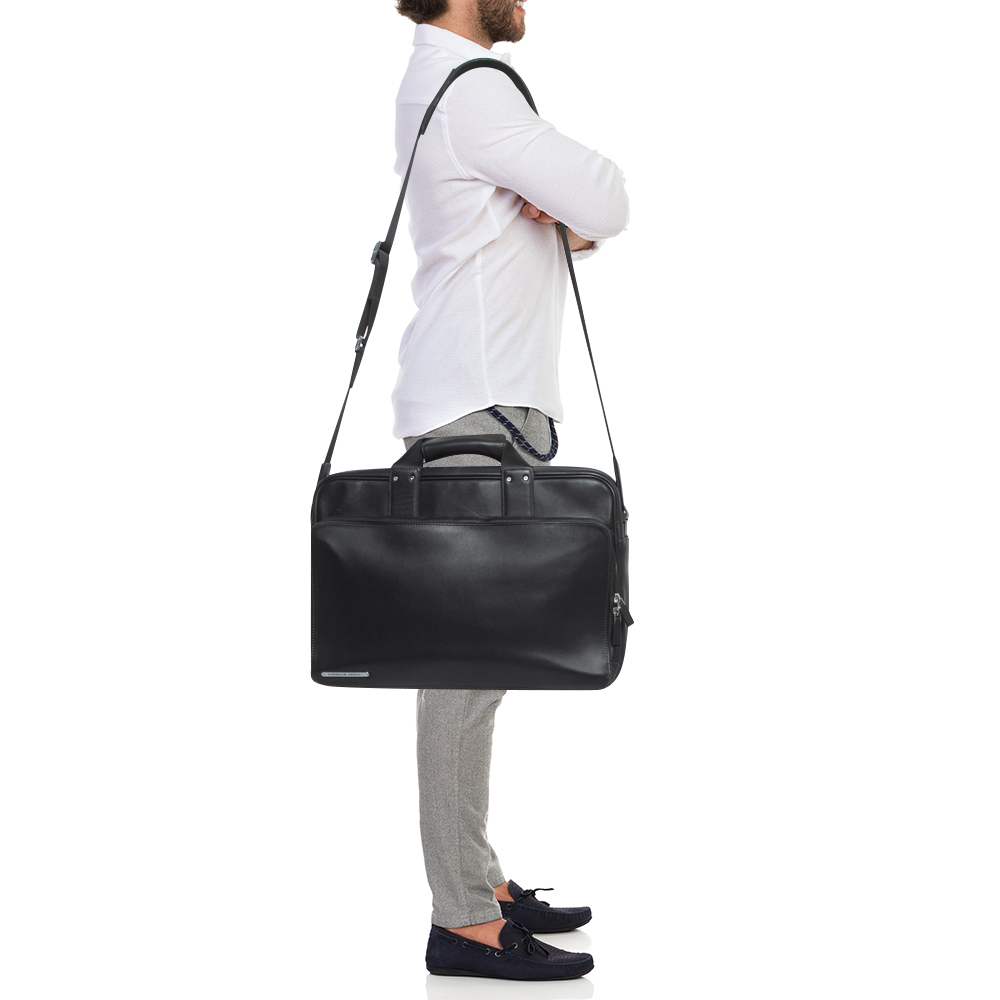

Porsche Design Black Leather and Carbon Effect Fabric CL2 2.0 Briefcase Bag
