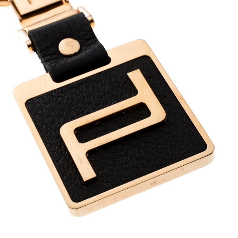 

Porsche Design Black Leather Icon Rose Gold Tone Key Ring