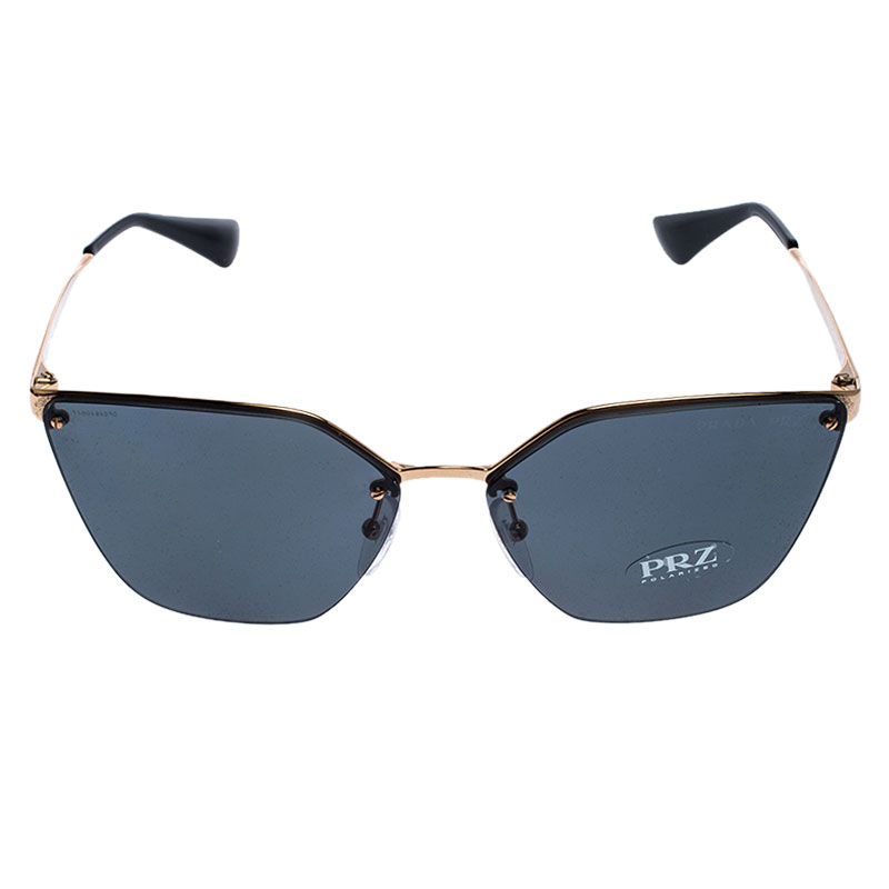 

Prada Gold/Black Polarized SPR 68T Cinema Evolution Cat Eye Sunglasses