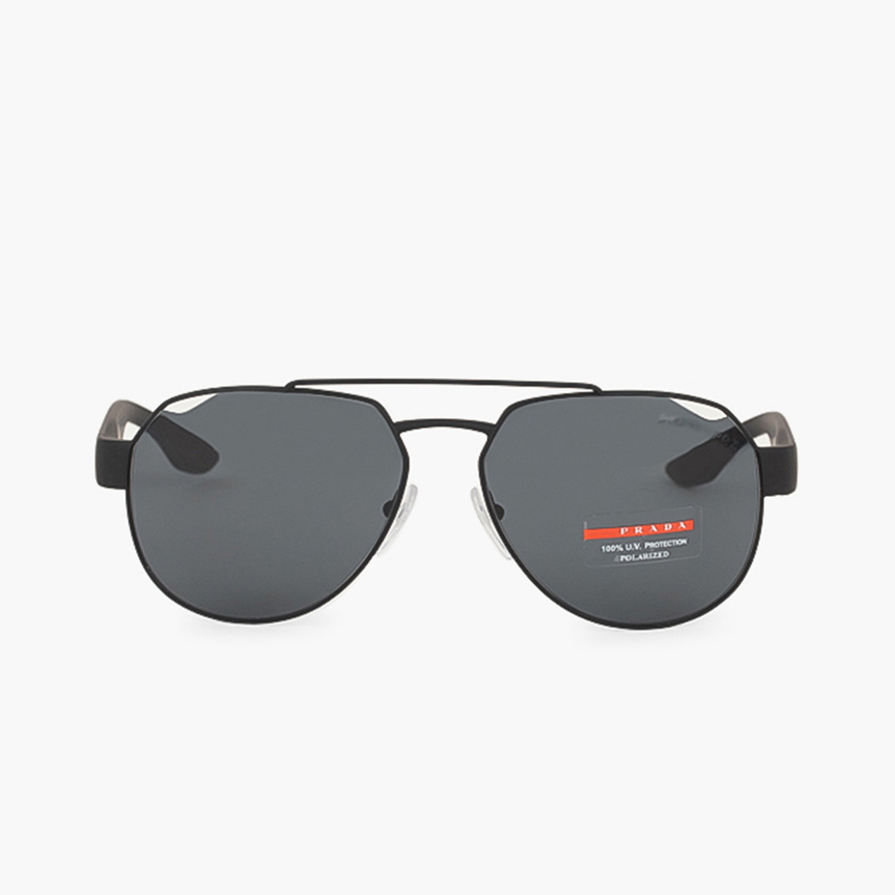 

Prada Black Linea Rossa Polarized Aviator Sunglasses