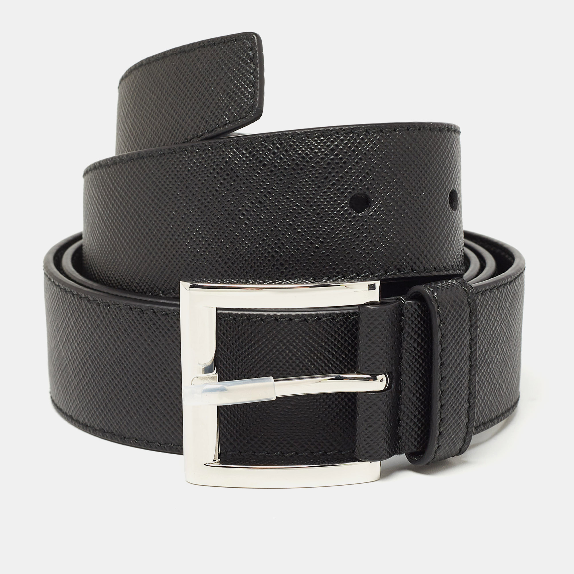 

Prada Black Saffiano Leather Reversible Belt