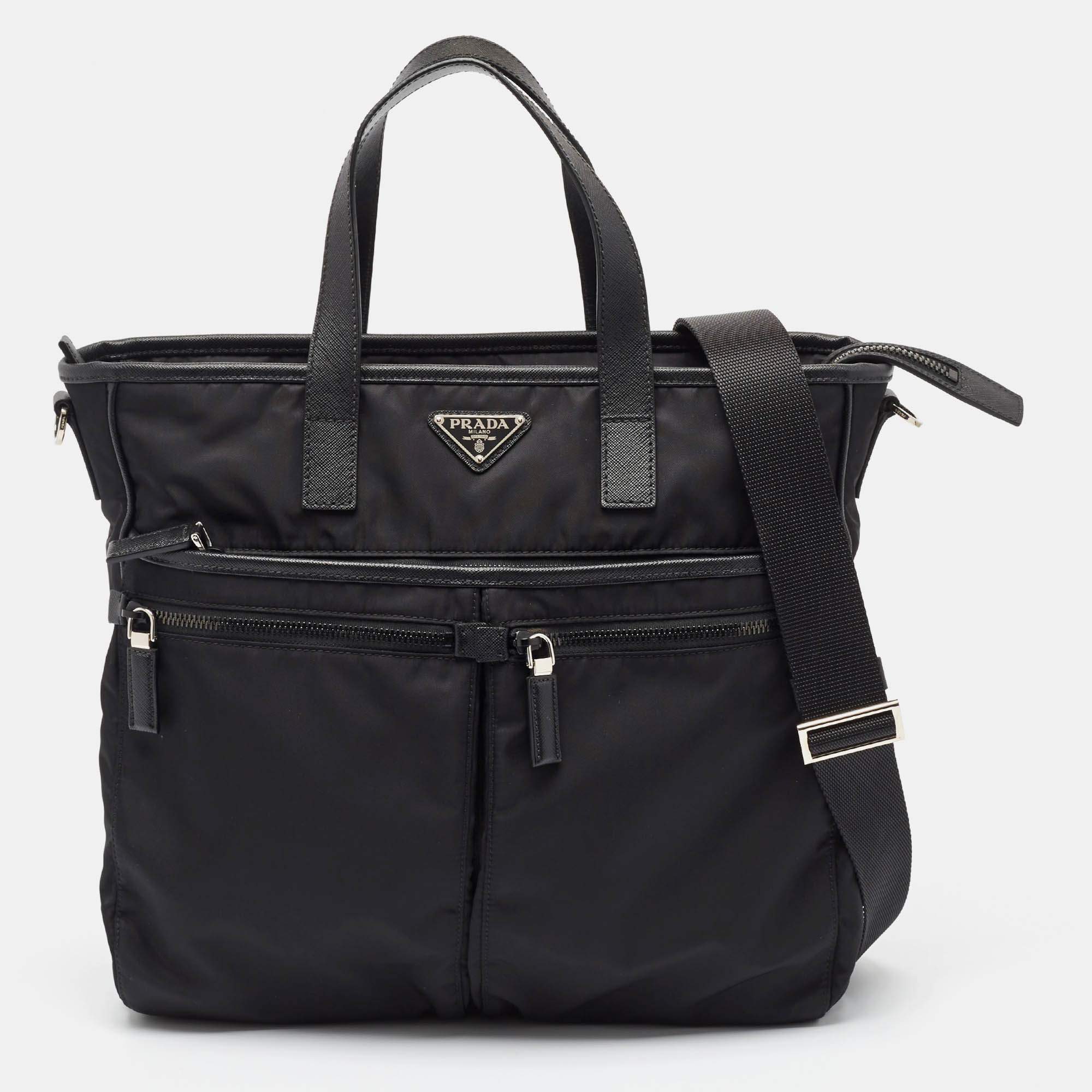 

Prada Black Nylon and Leather Multipocket Tote