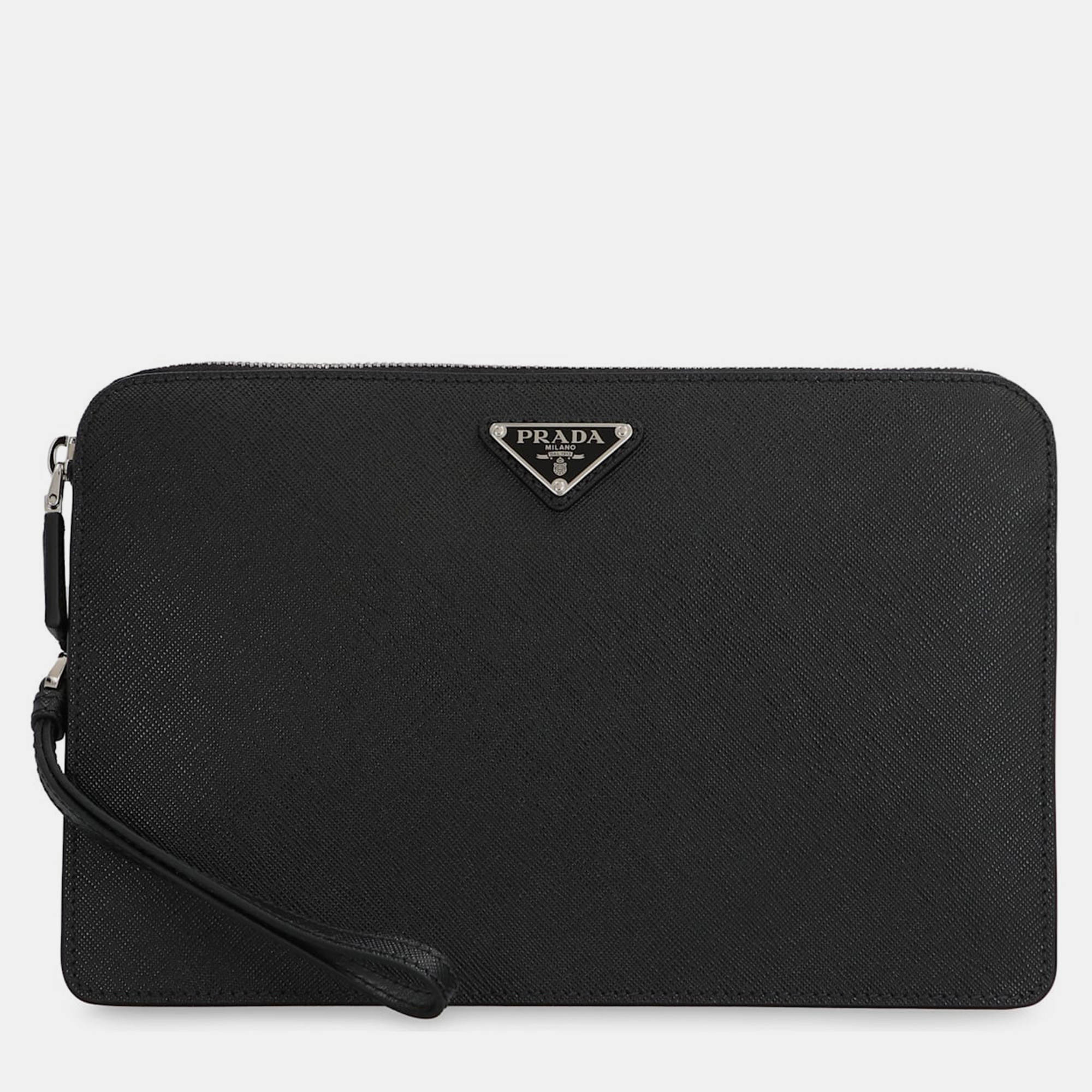 

Prada Saffiano Leather Pouch, Black