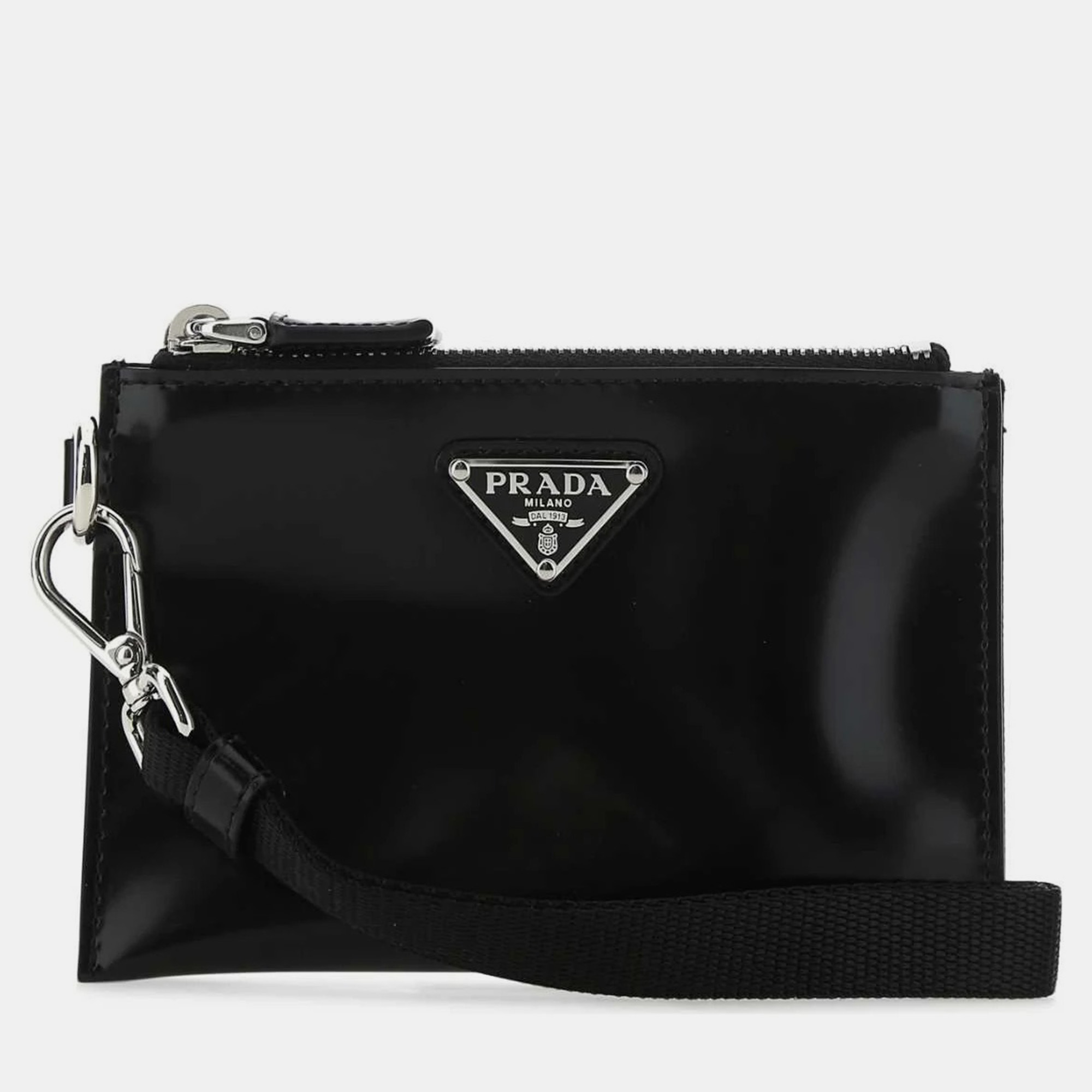 

Prada F0002 Black Leather Pouch Wristlet