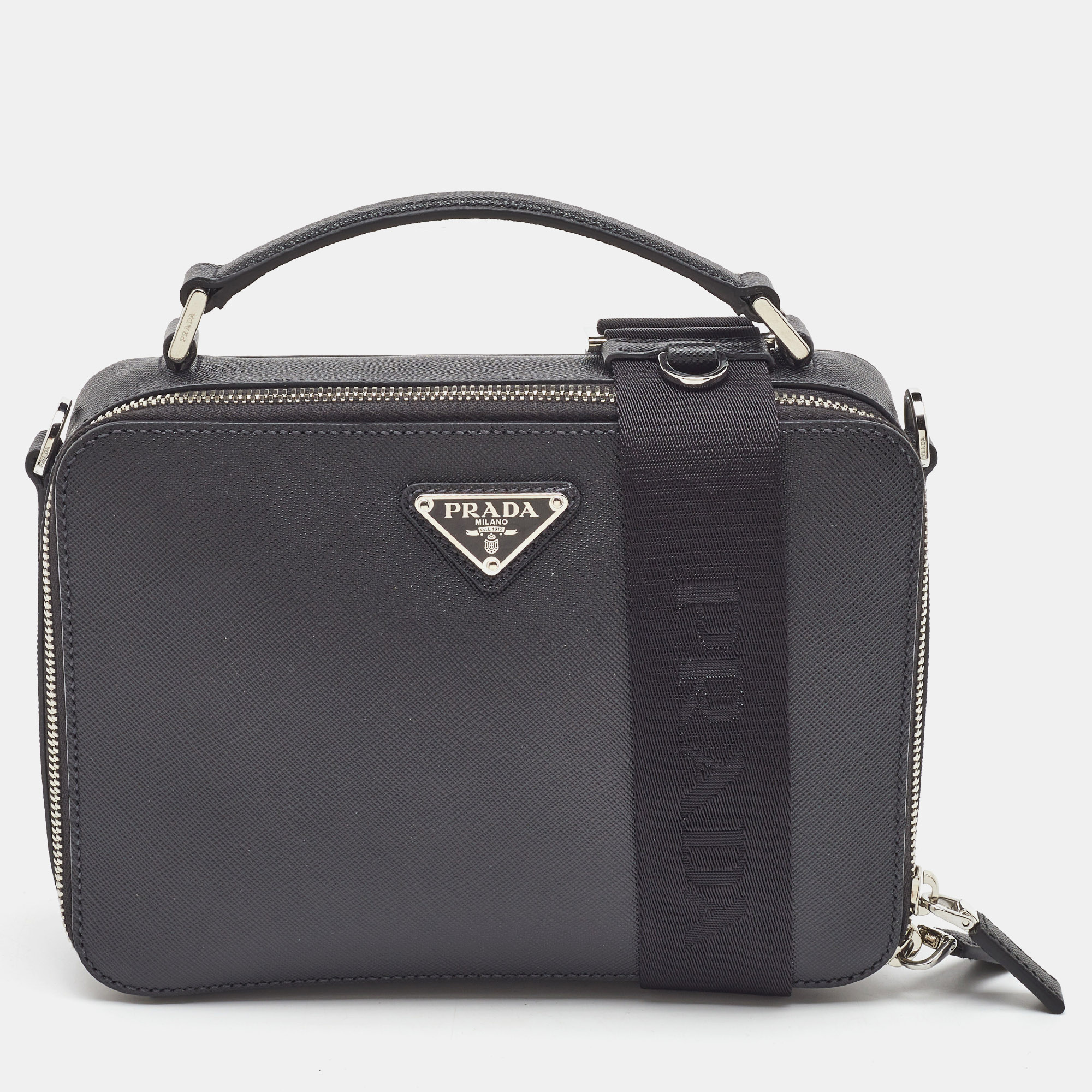 

Prada Black Saffiano Leather Medium Brique Shoulder Bag