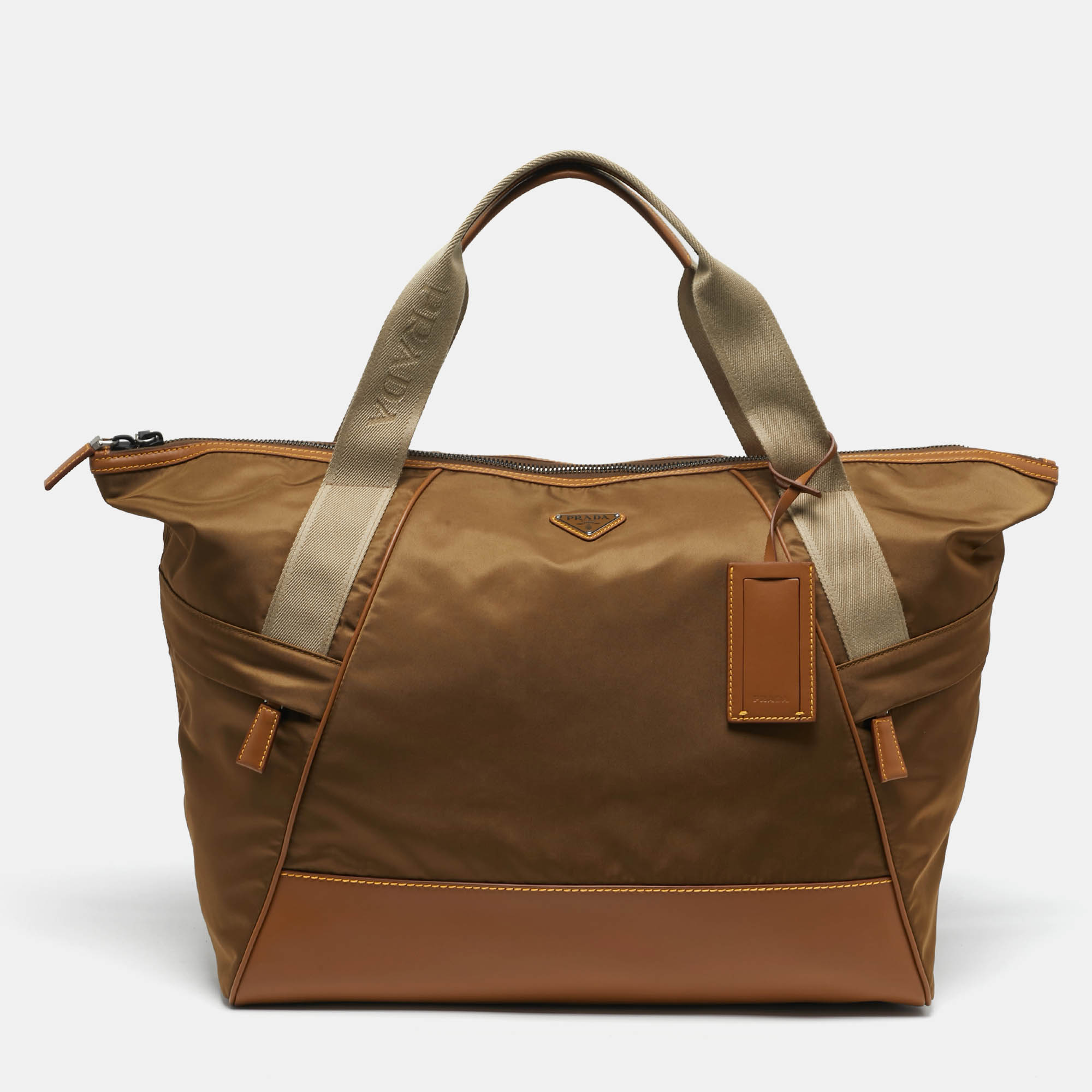

Prada Brown Re-Nylon and Leather Duffel Bag