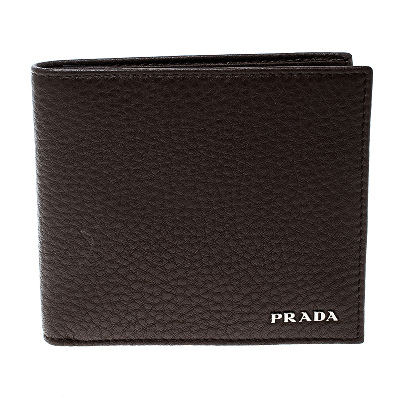 Pre Owned Prada Brown Leather Bifold Wallet