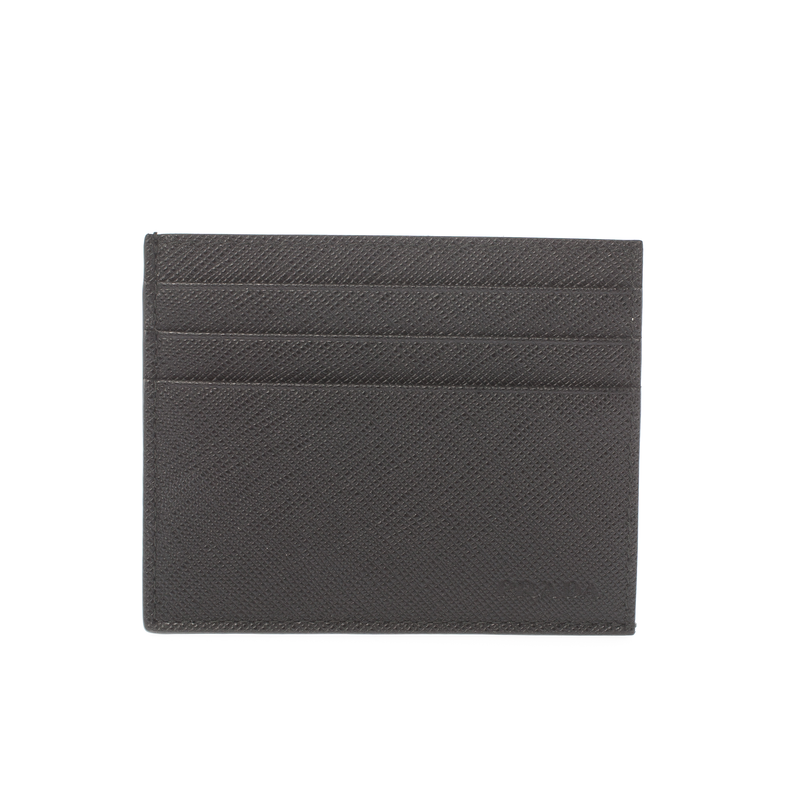 Pre Owned Prada Black Saffiano Leather Card Holder