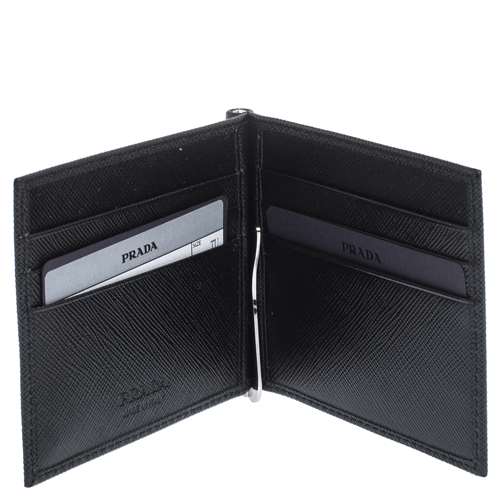 

Prada Black Saffiano Lux Leather Money Clip Wallet