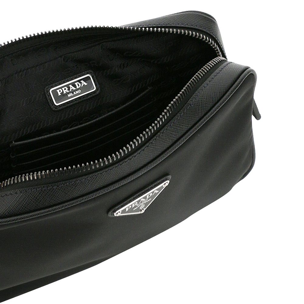 

Prada Black Nylon Saffiano Leather Pouch