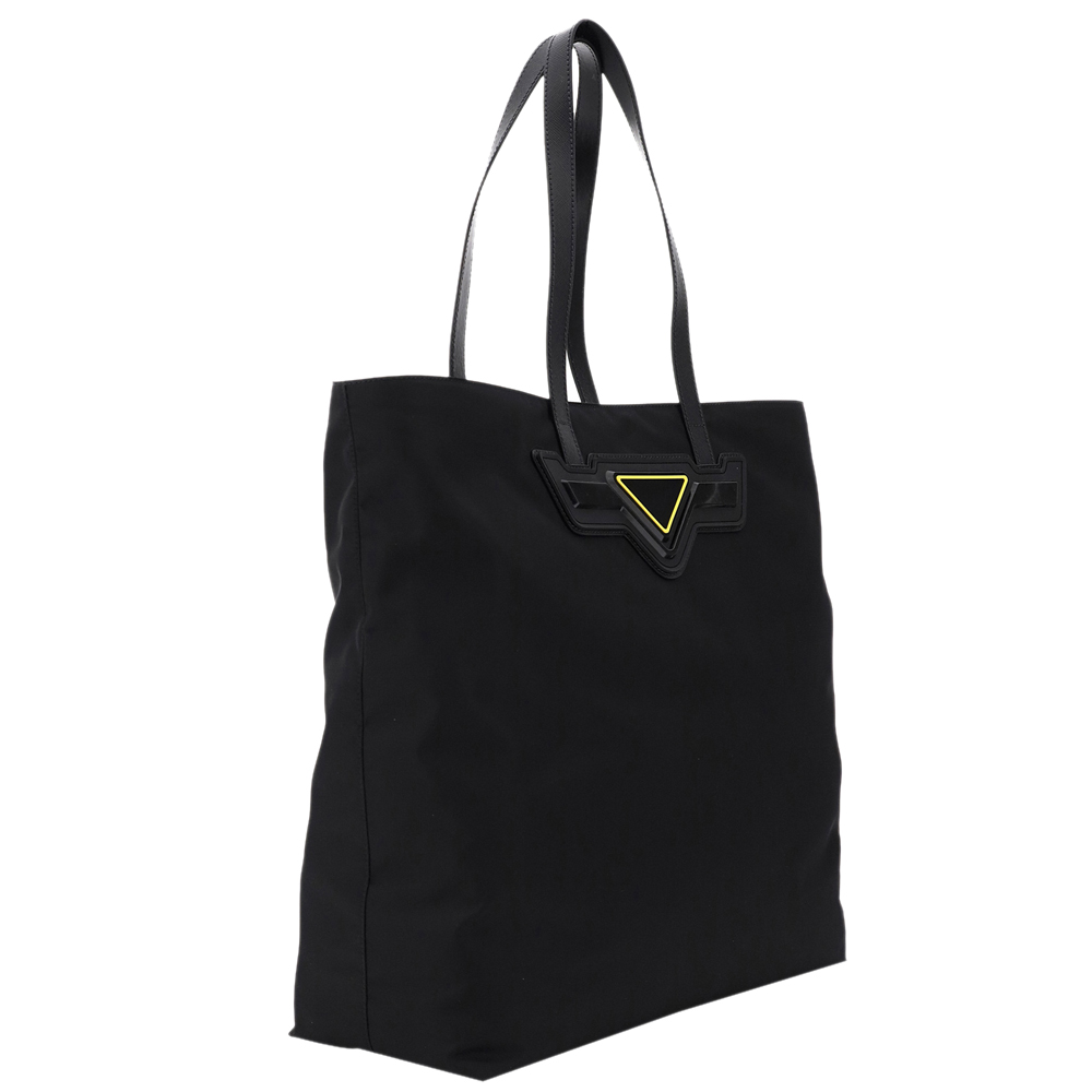 

Prada Black Nylon Leather Tote Bag