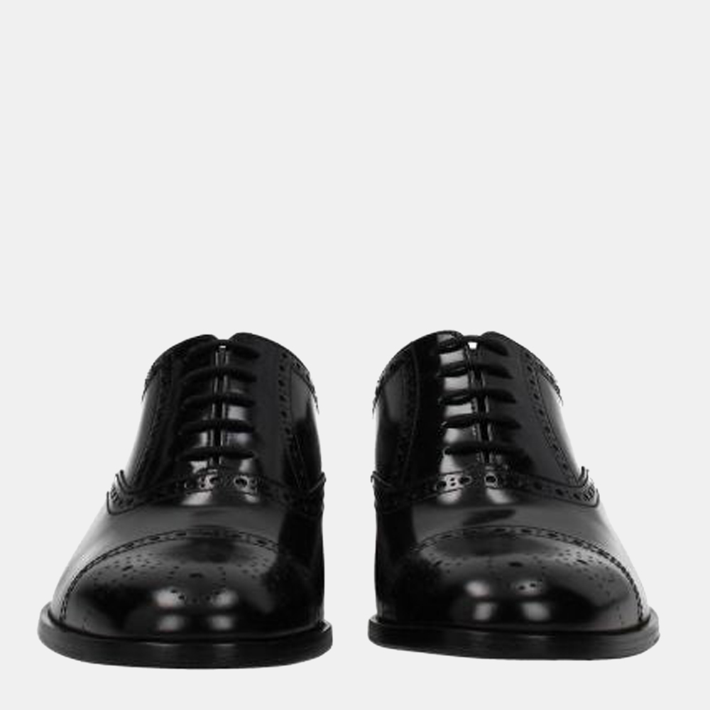 

Prada Black Leather Details Derby Shoes Size US 10.5 EU