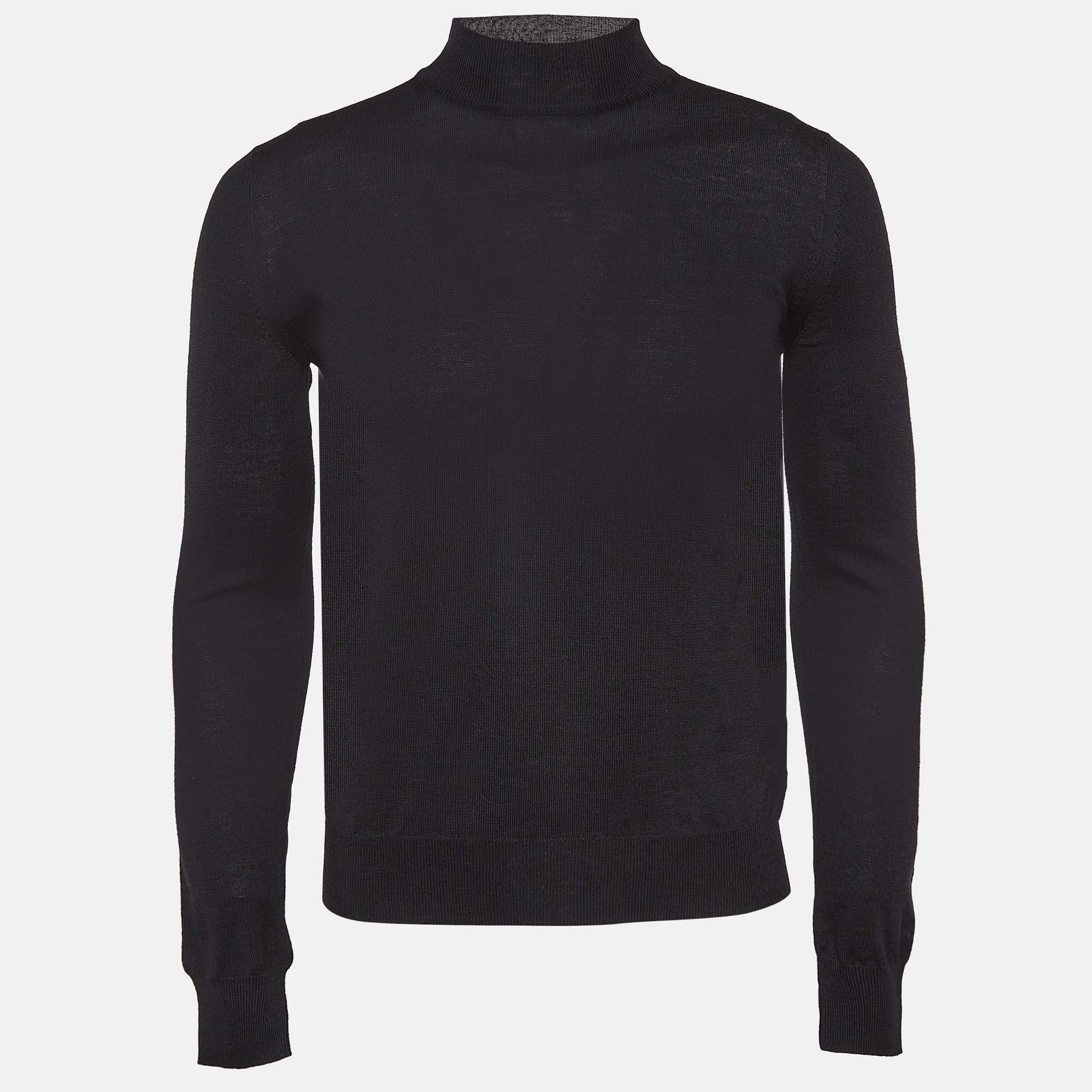 

Prada Black Wool Rib Knit Turtle Neck Sweater XS