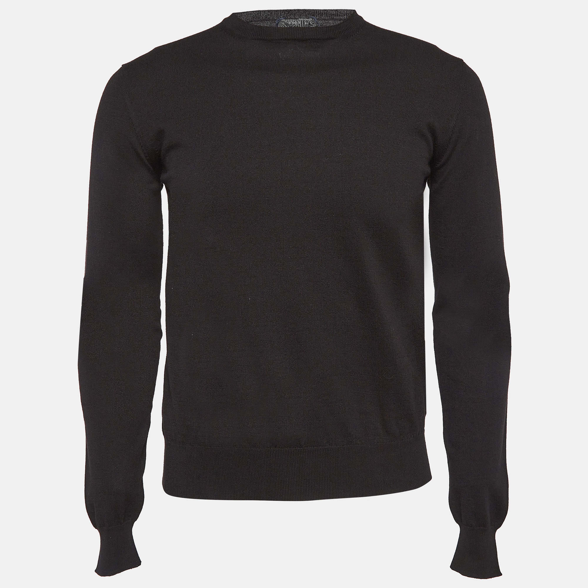 

Prada Black Cotton Rib Knit Crew Neck Sweater XS