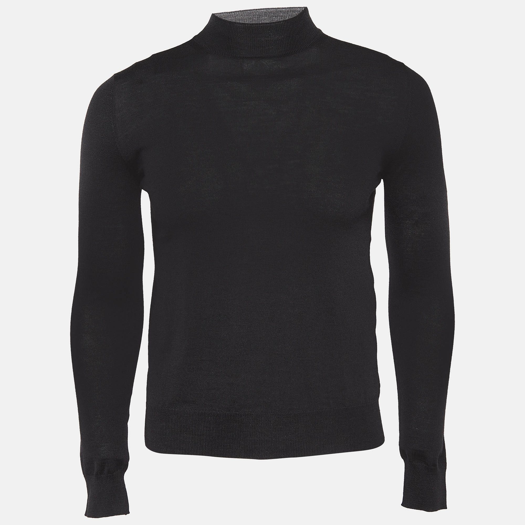 

Prada Black Wool Rib Knit Turtle Neck Sweater XS