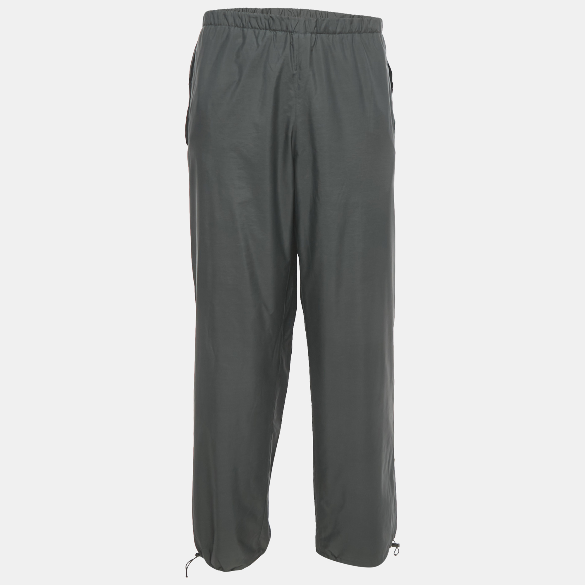 Pre-owned Prada Khaki Green Synthetic Joggers Xl
